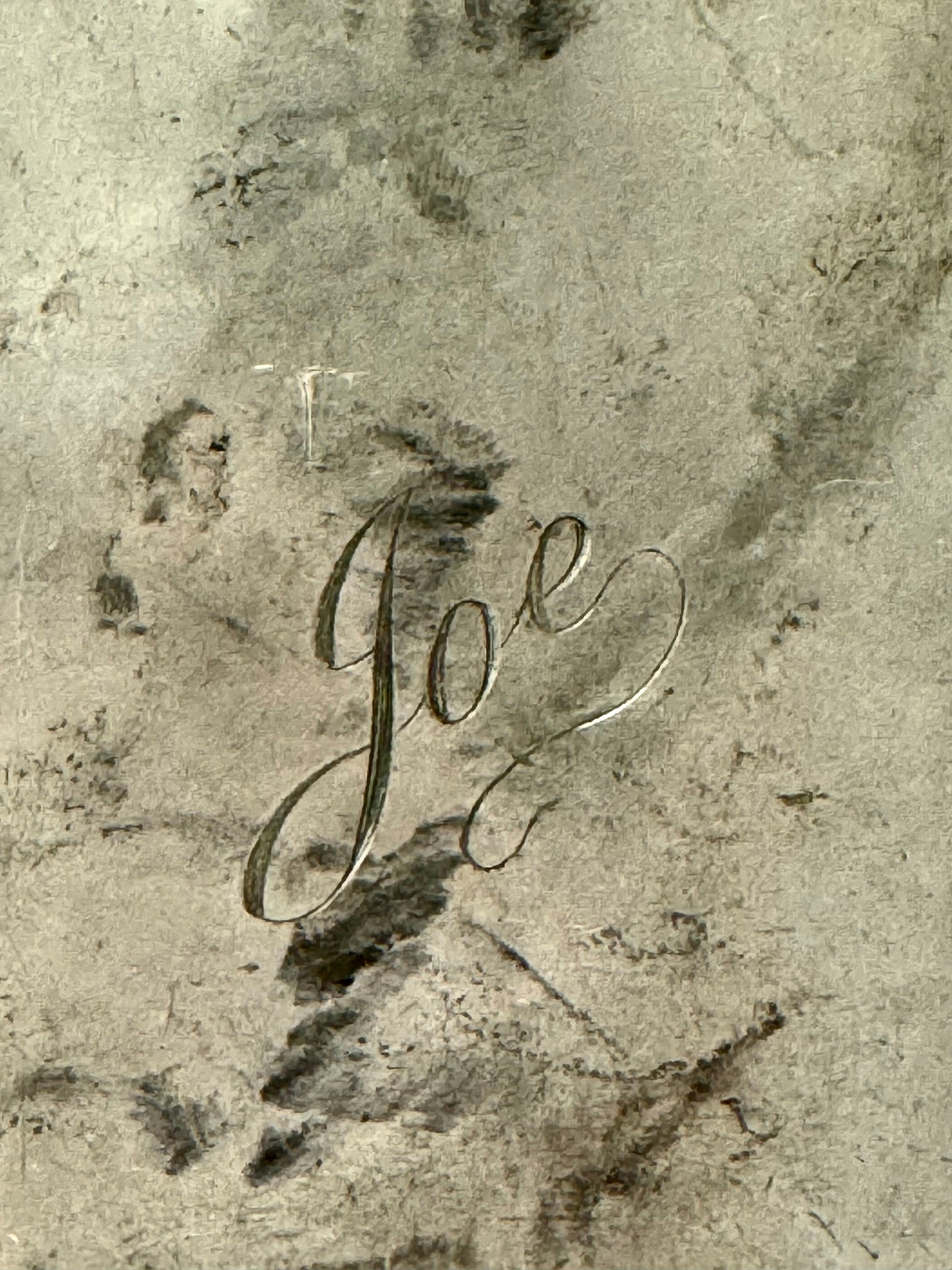 Vintage Pewter Flask Engraved 'Joe'
