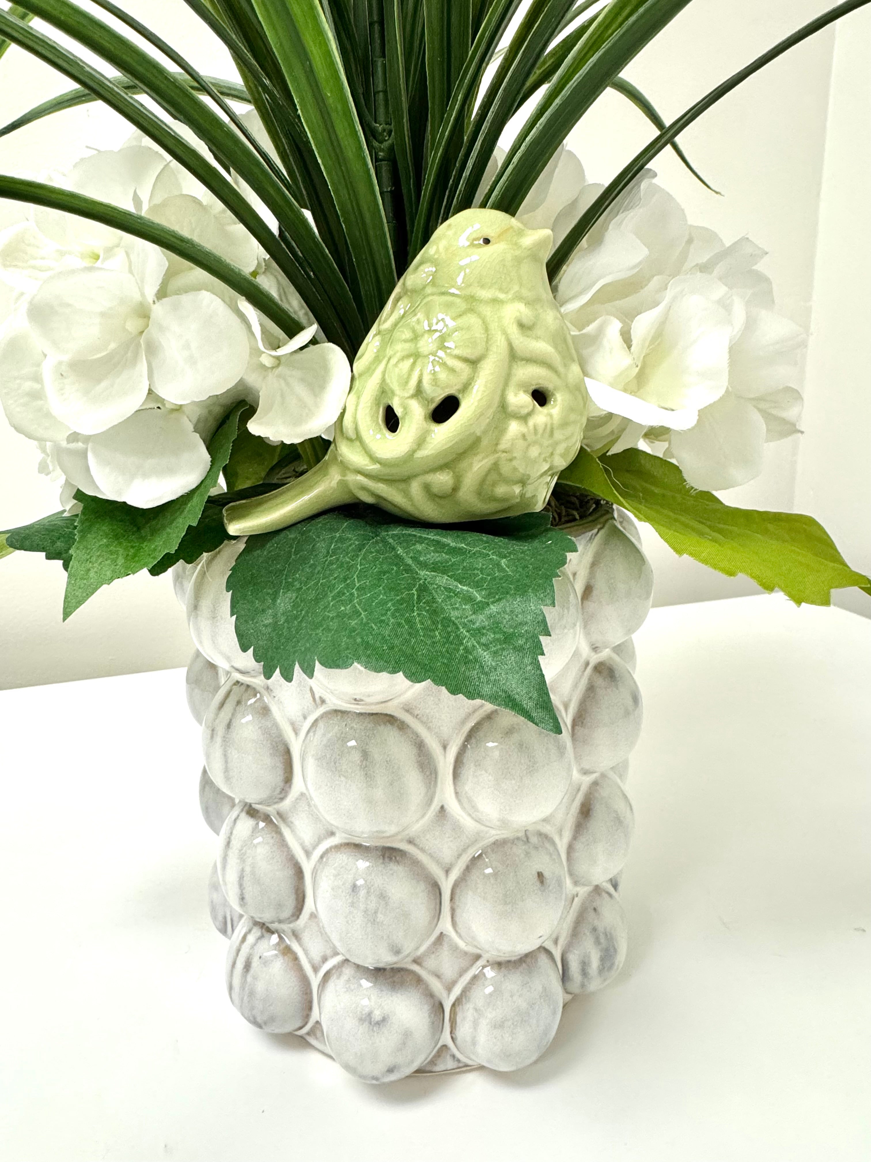 White Silk Hydrangea Floral Arrangement