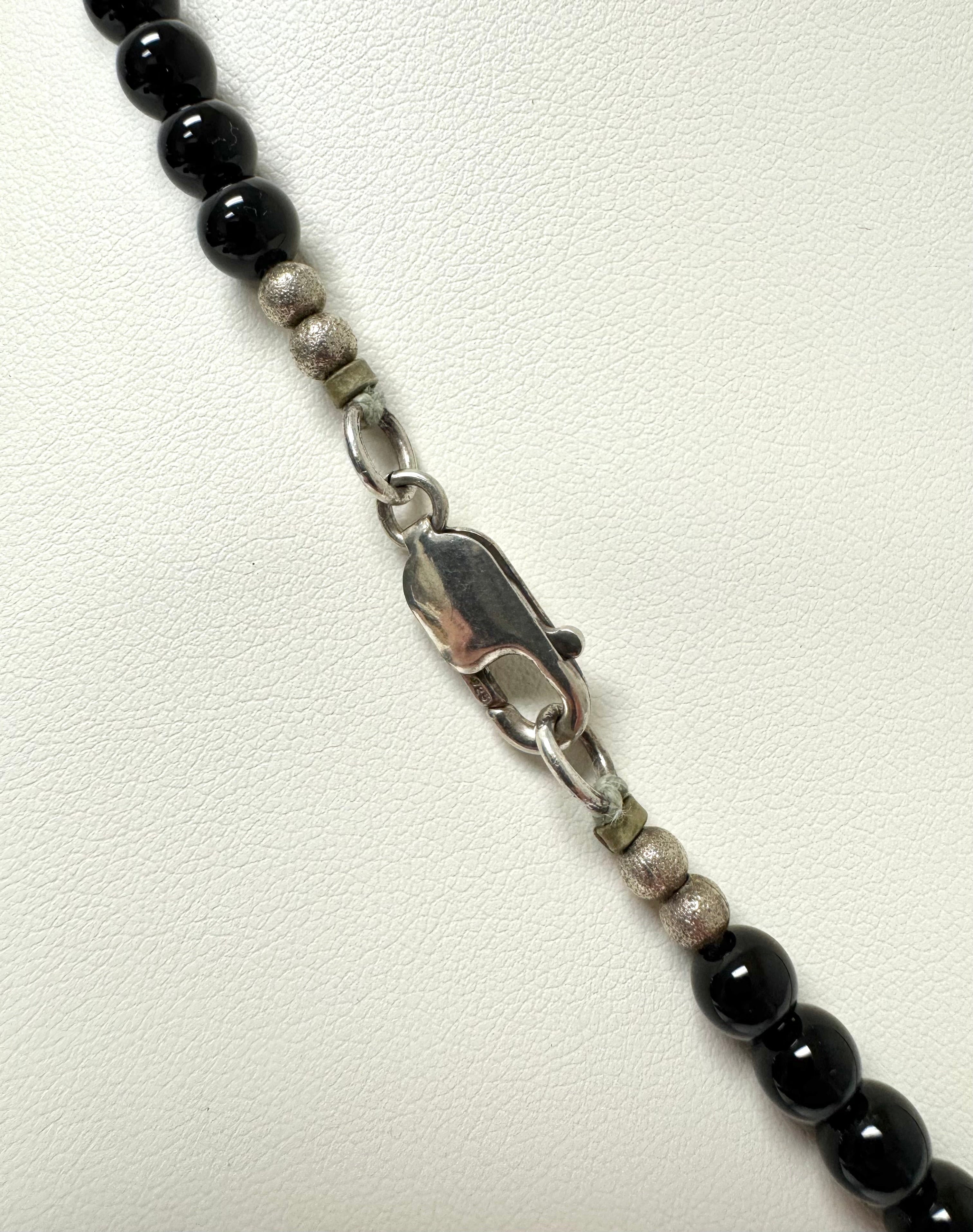 Black Onyx & Silver Bead Necklace
