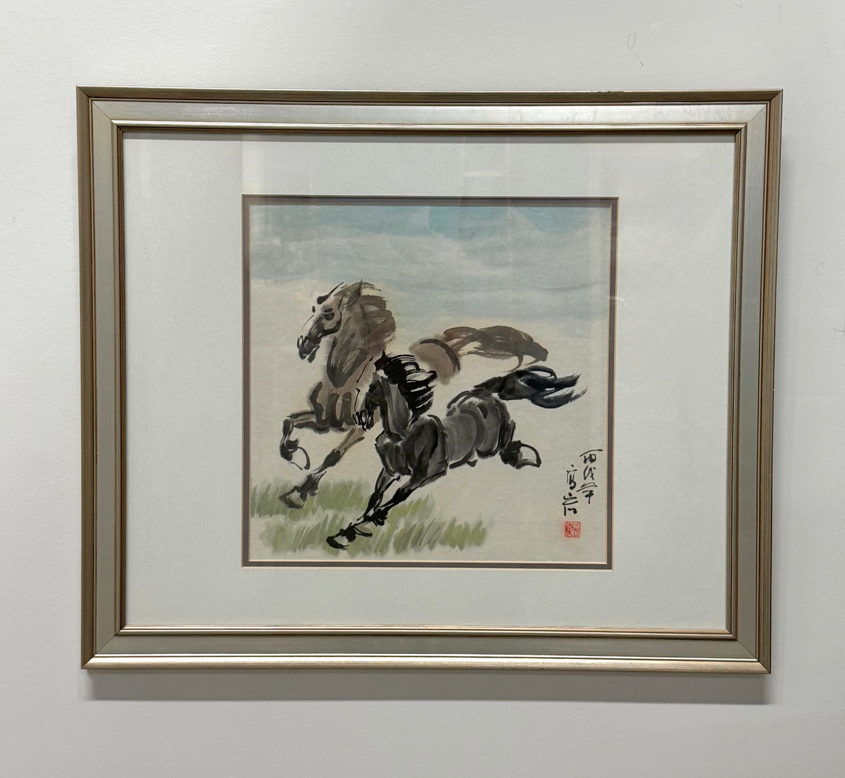 'Two Galloping Horses' Ink & Wash Painting