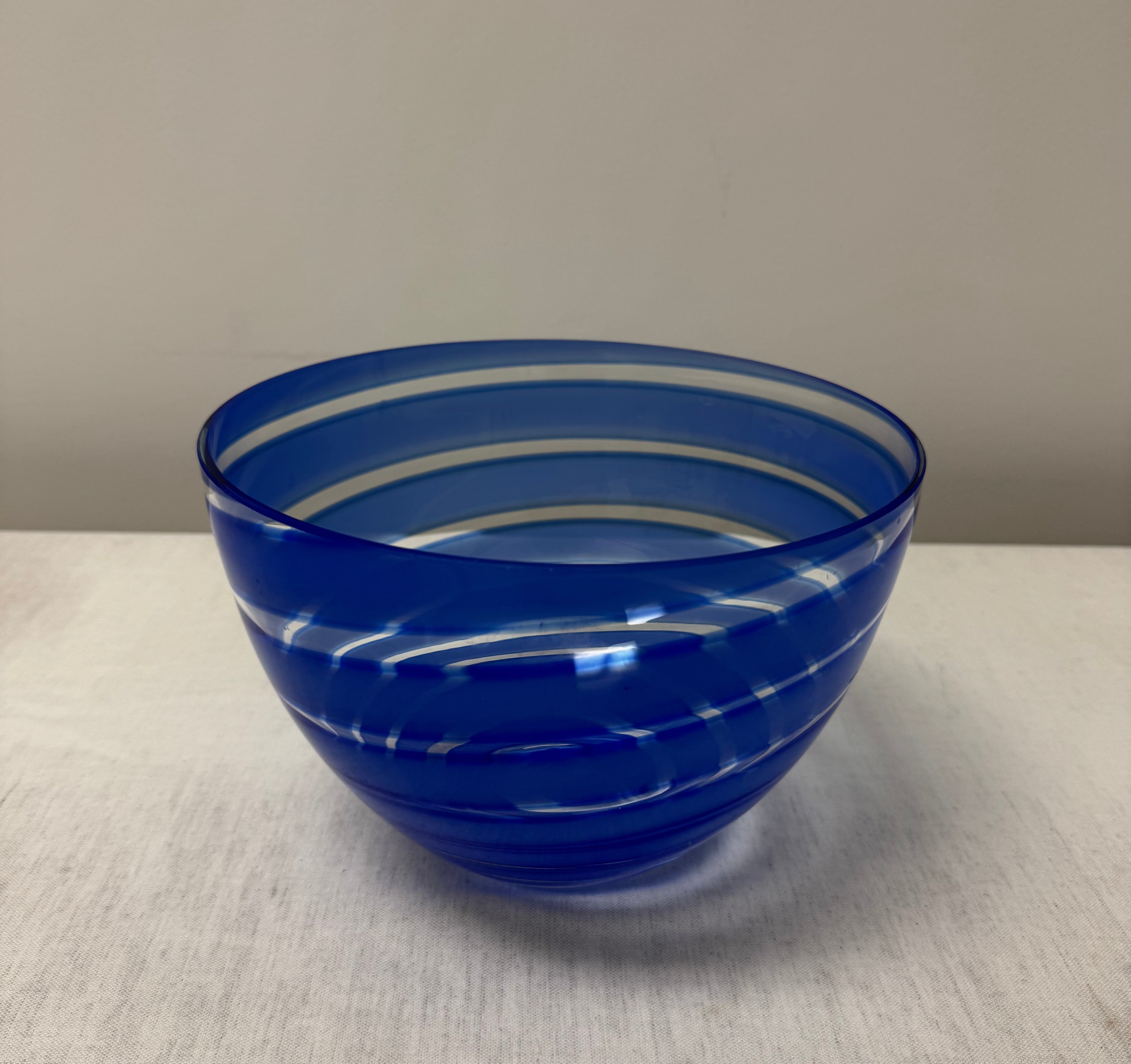 Cobalt Swirl 9" Art Glass Bowl
