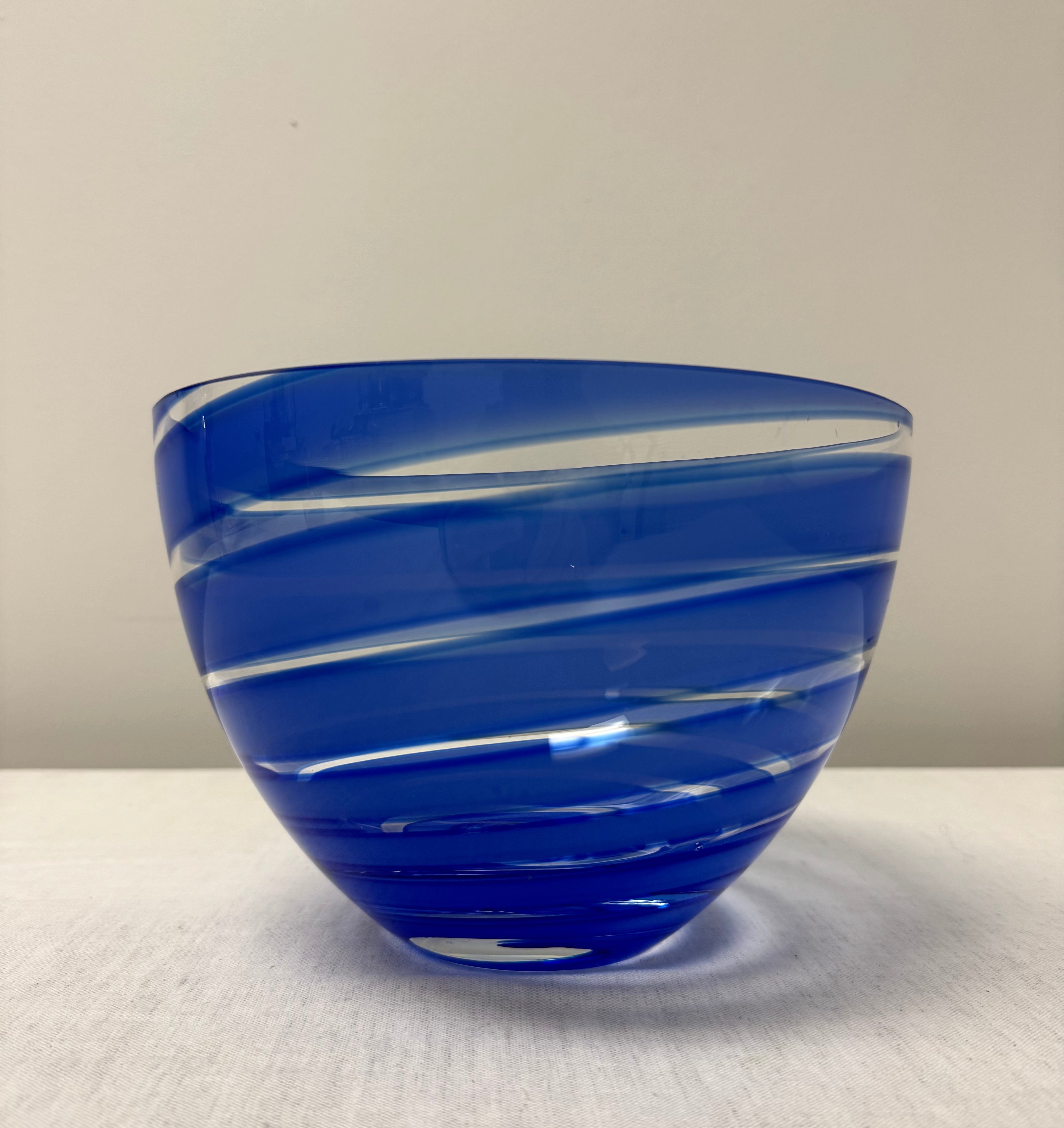 Cobalt Swirl 9" Art Glass Bowl
