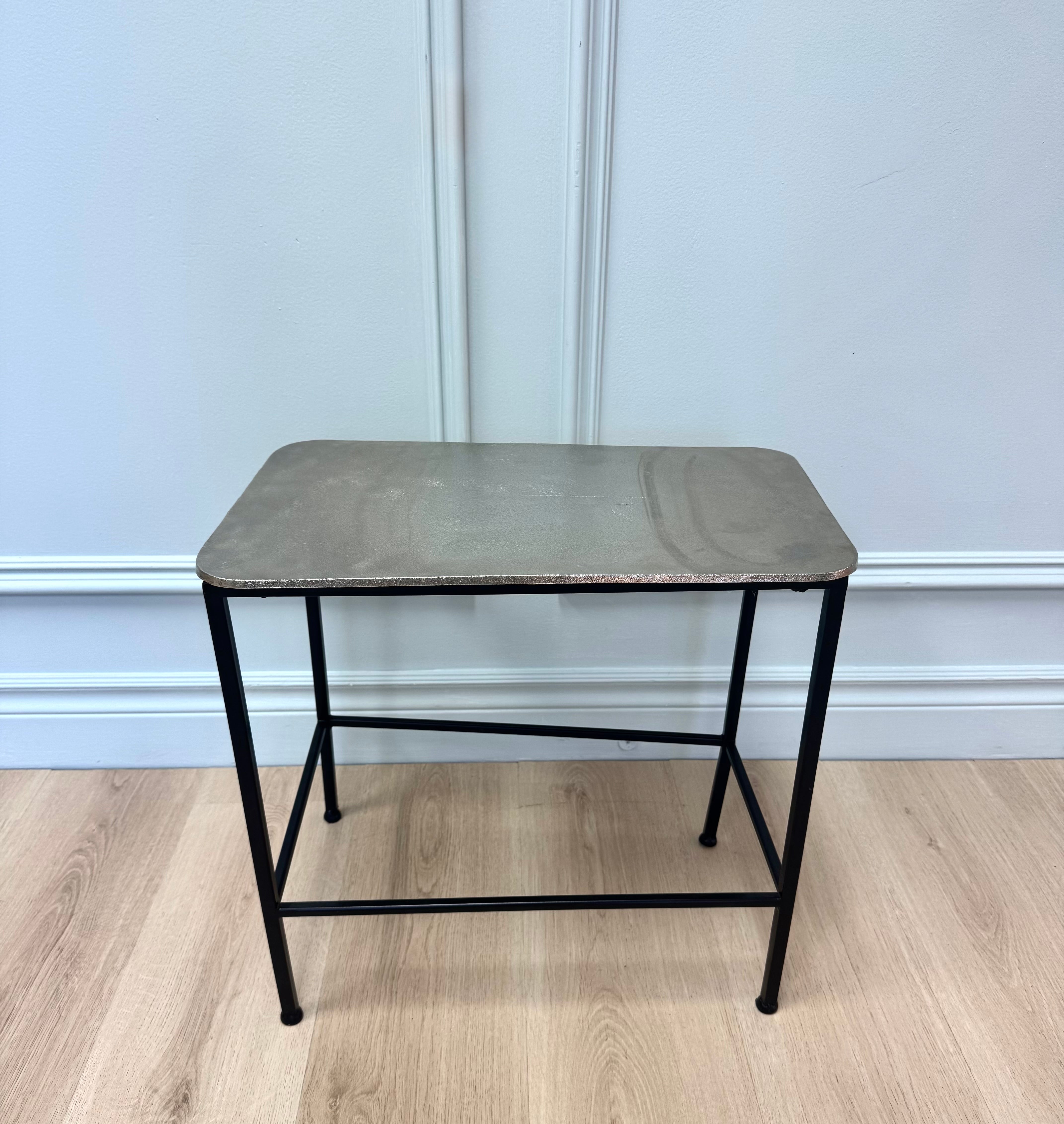 Black & Textured Aluminum Side Table