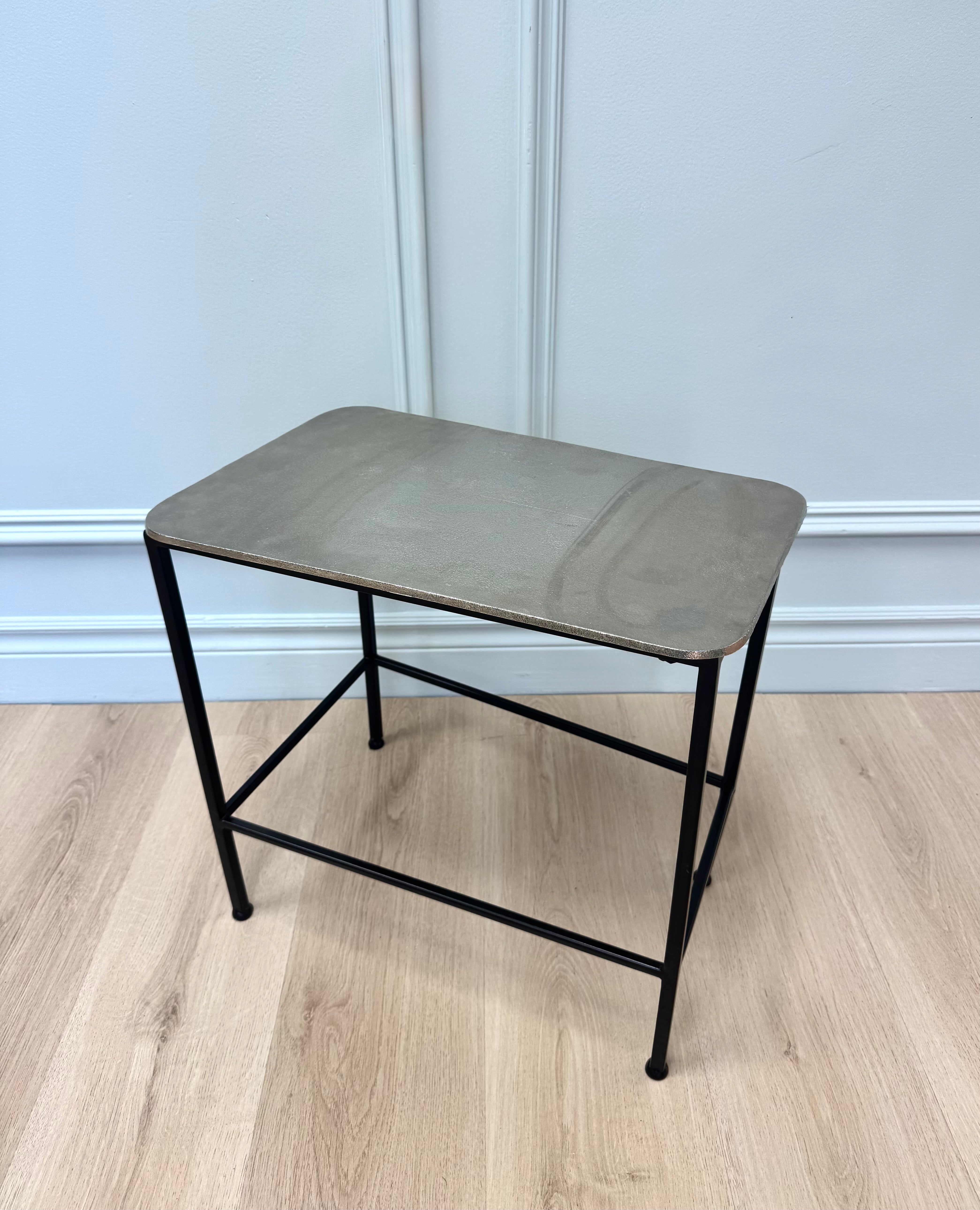 Black & Textured Aluminum Side Table