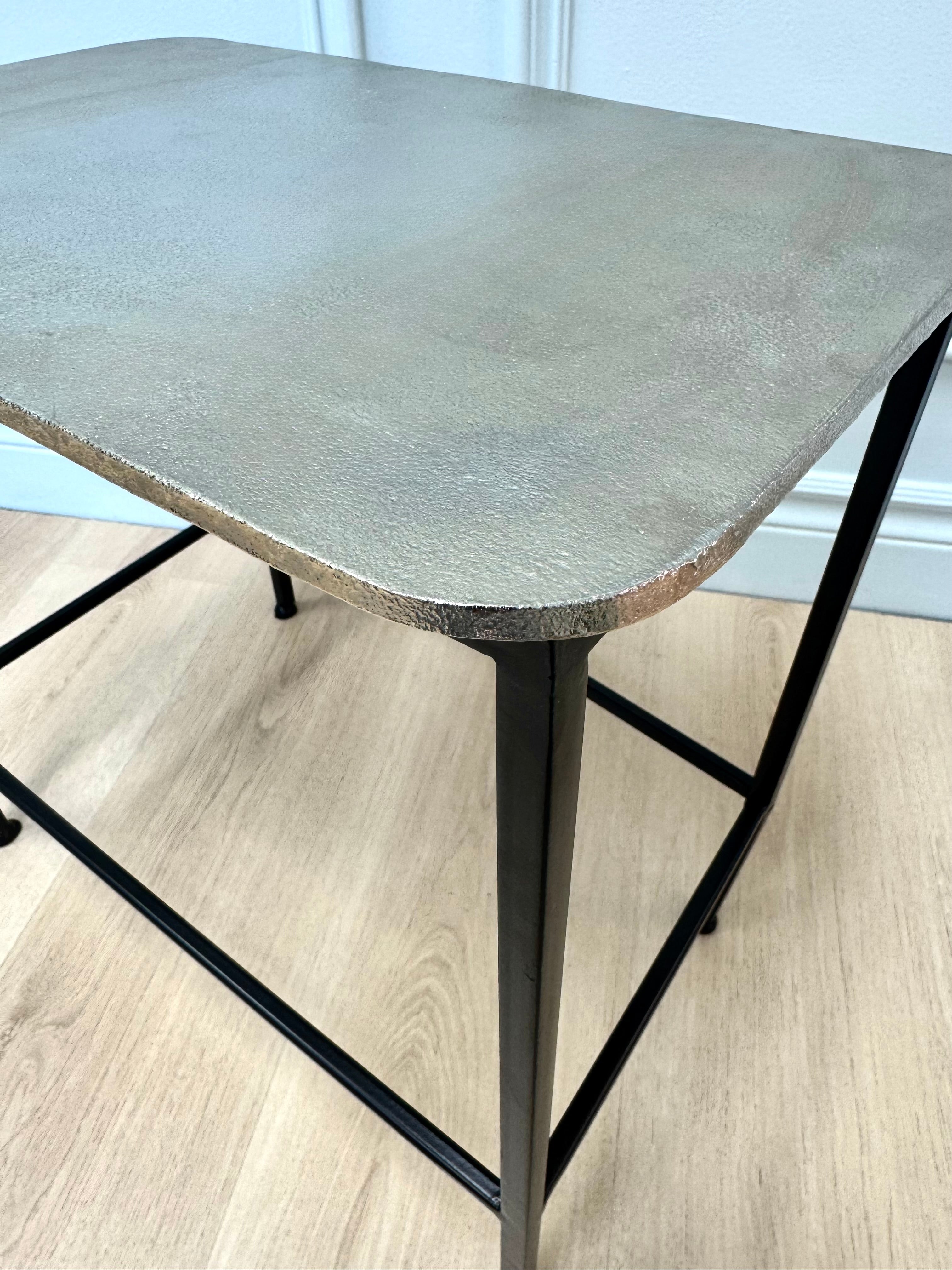 Black & Textured Aluminum Side Table