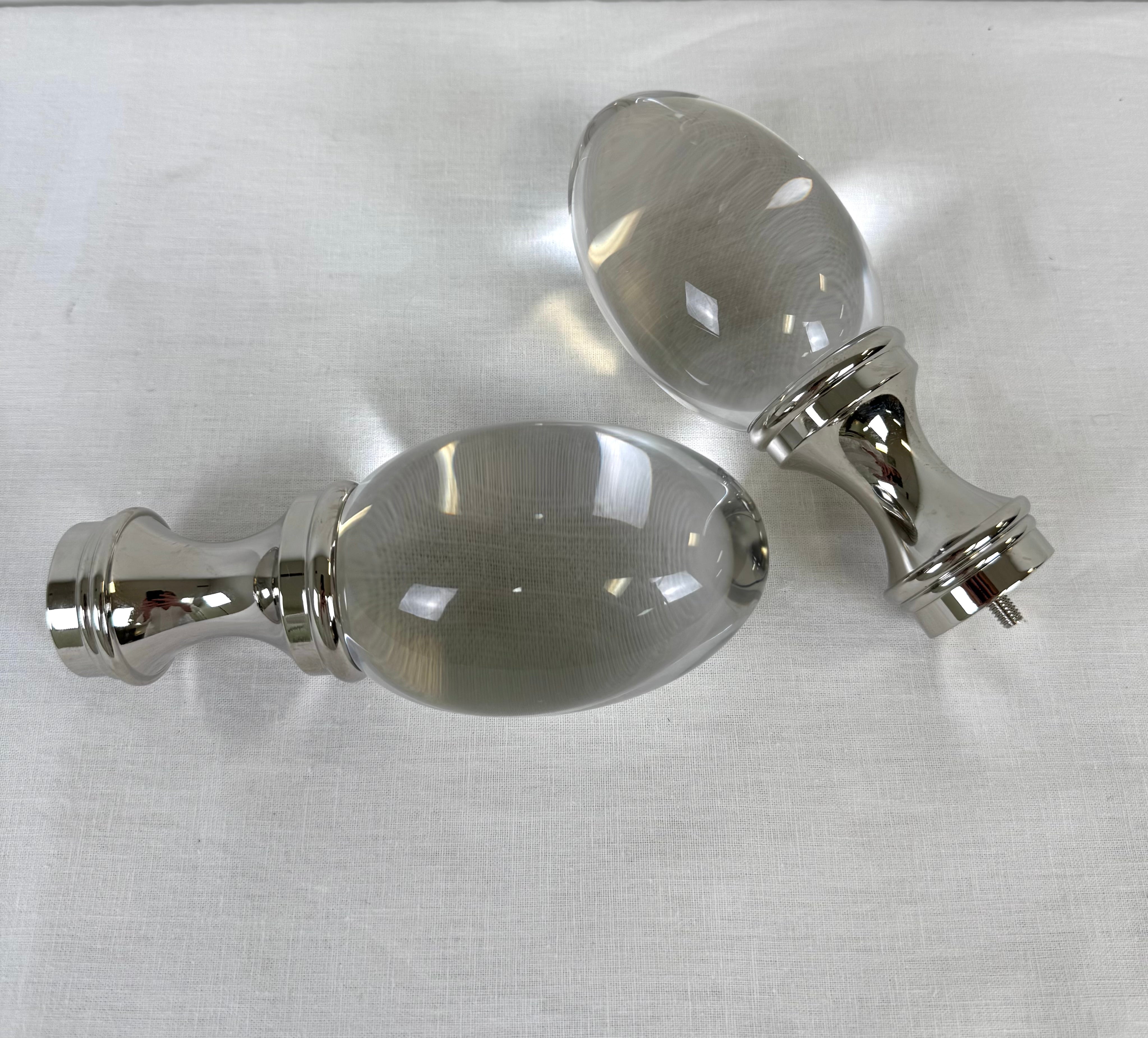 POTTERY BARN Glass Egg Drapery Finials Set of 2