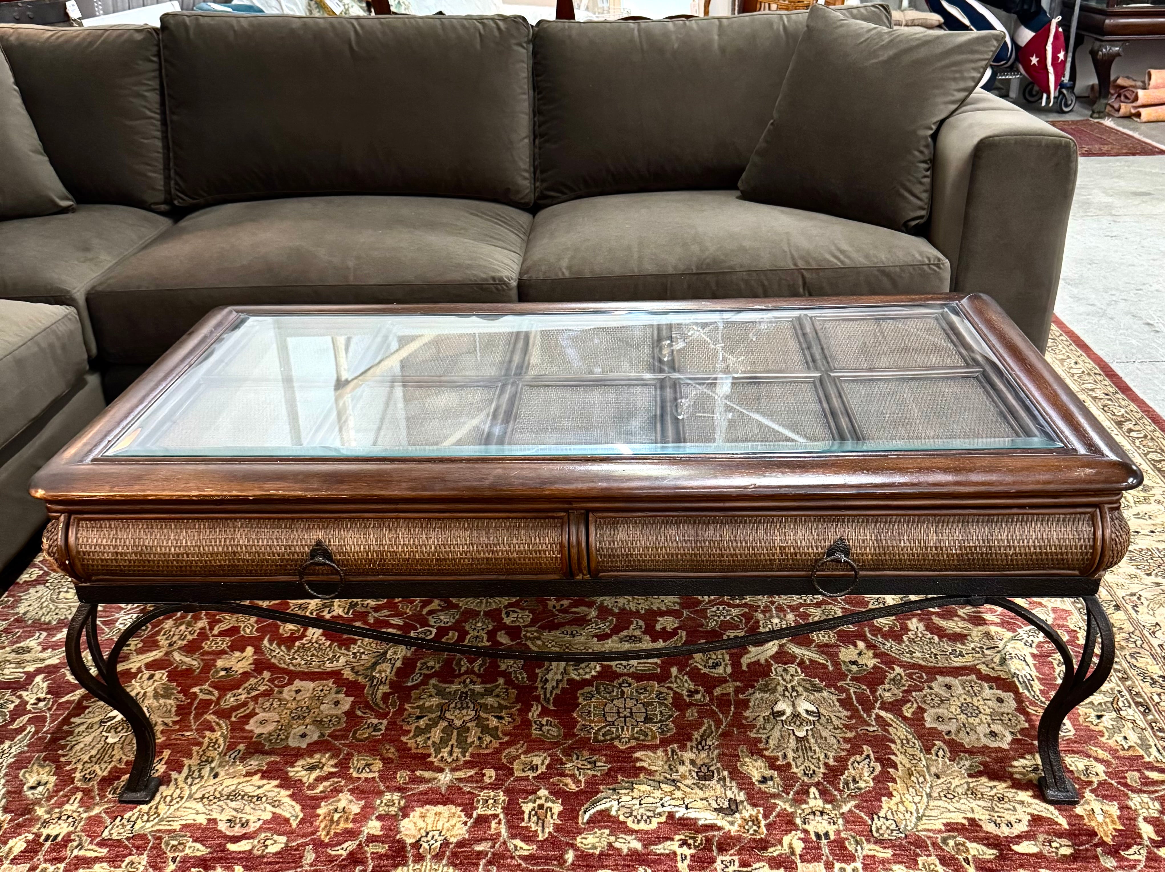 Iron & Rattan Coffee Table