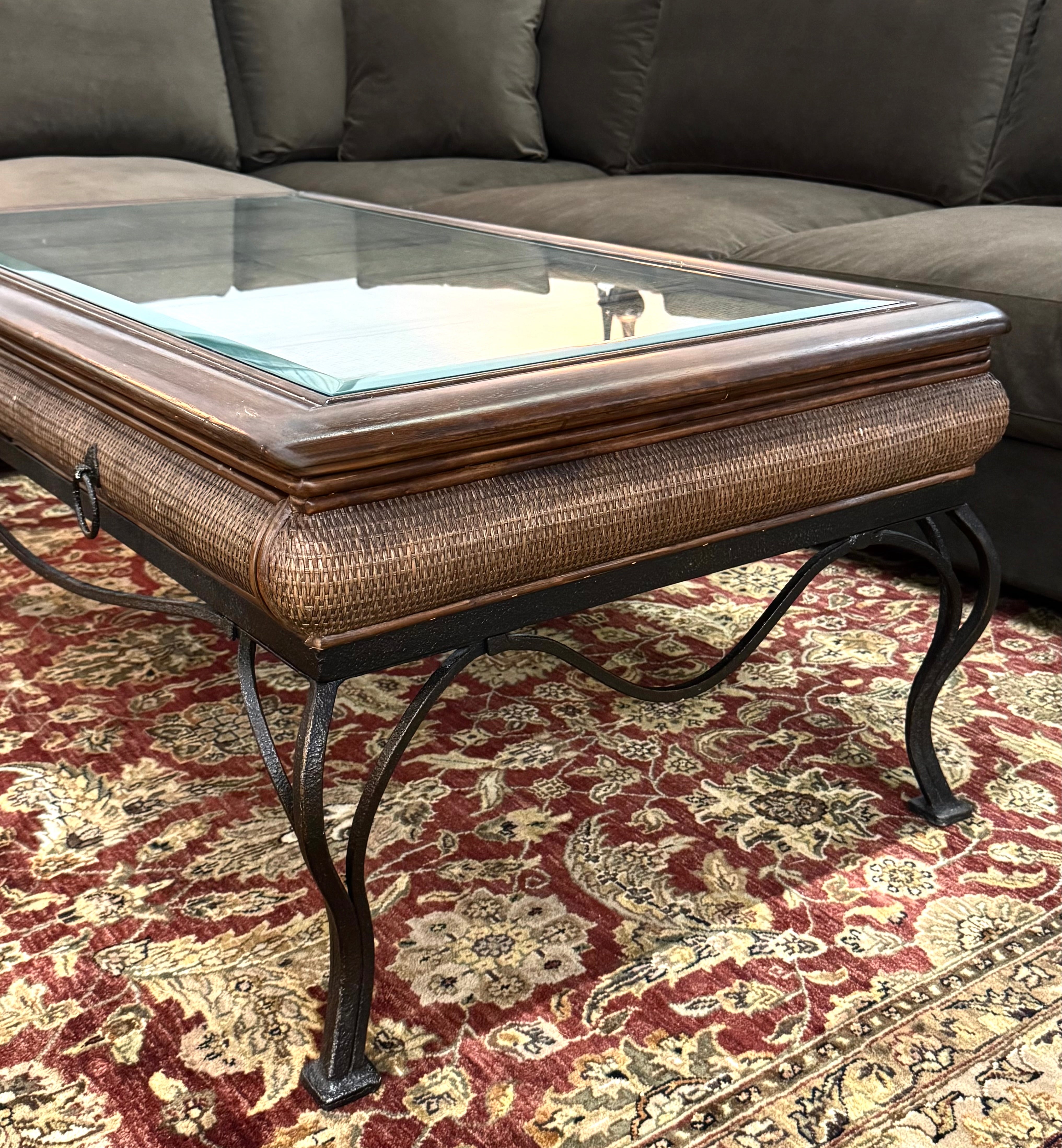 Iron & Rattan Coffee Table