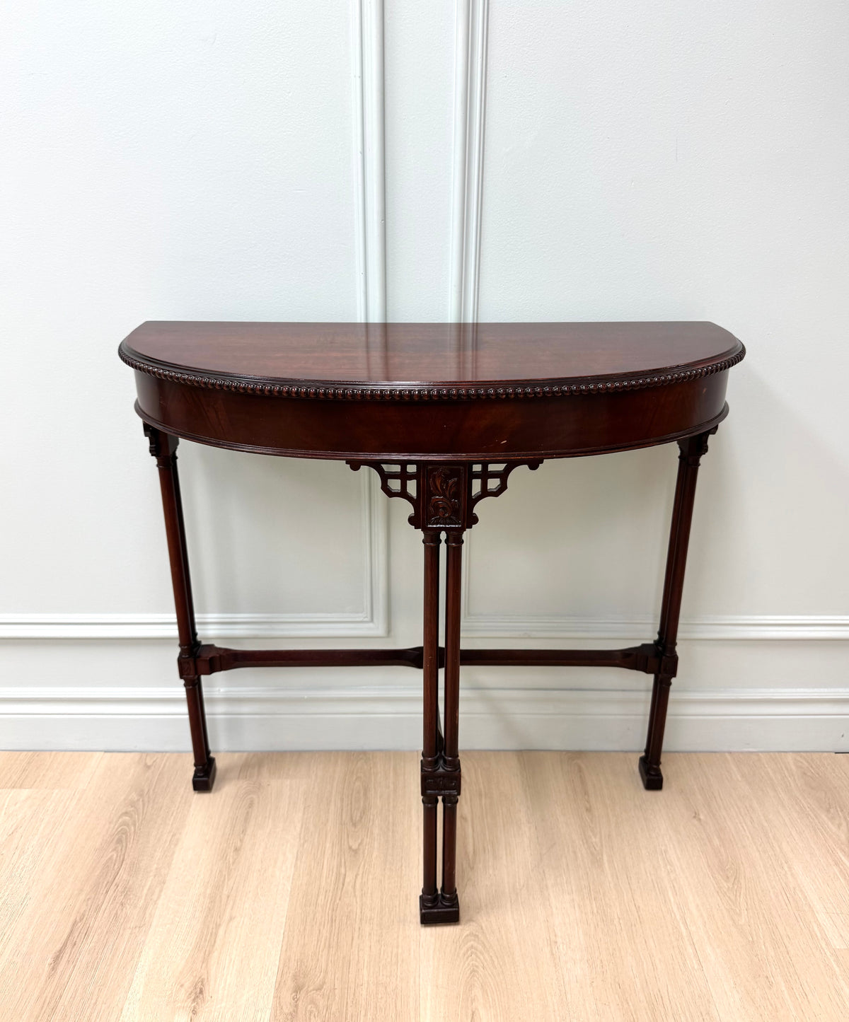 Beaded Demilune Console Table