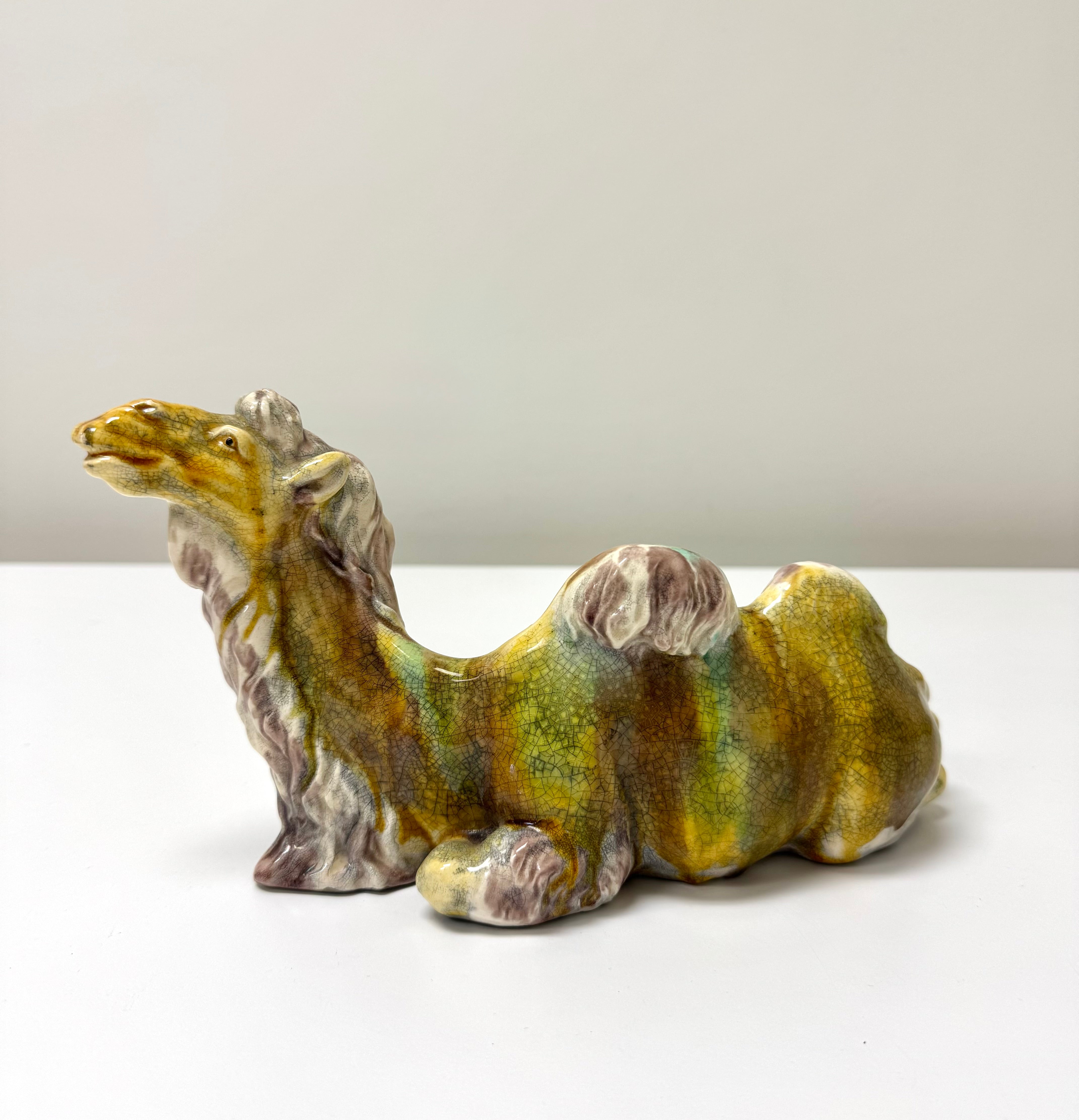 Crackle Sancai Glaze Ceramic Resting Camel