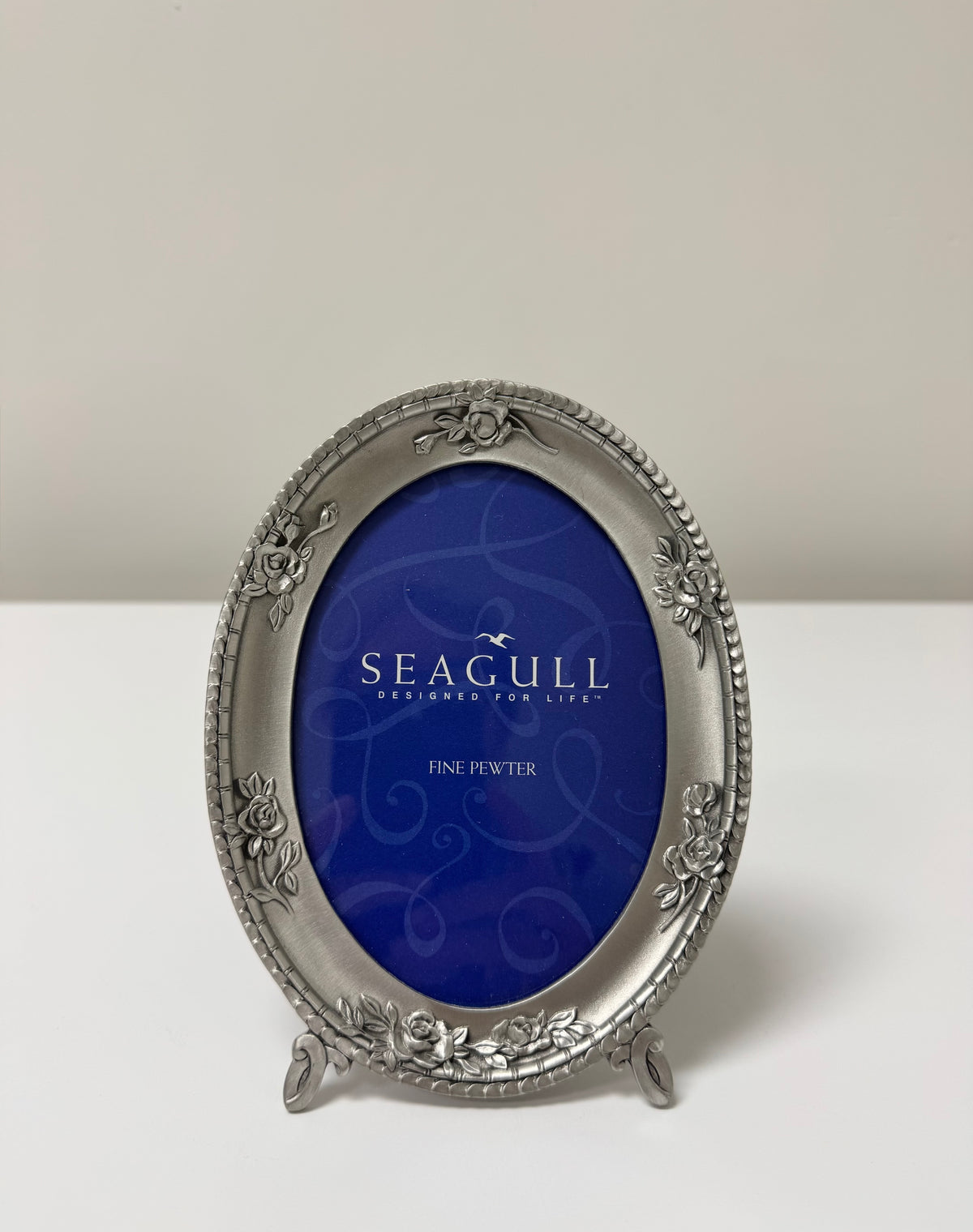 SEAGULL PEWTER Roses Oval Picture Frame