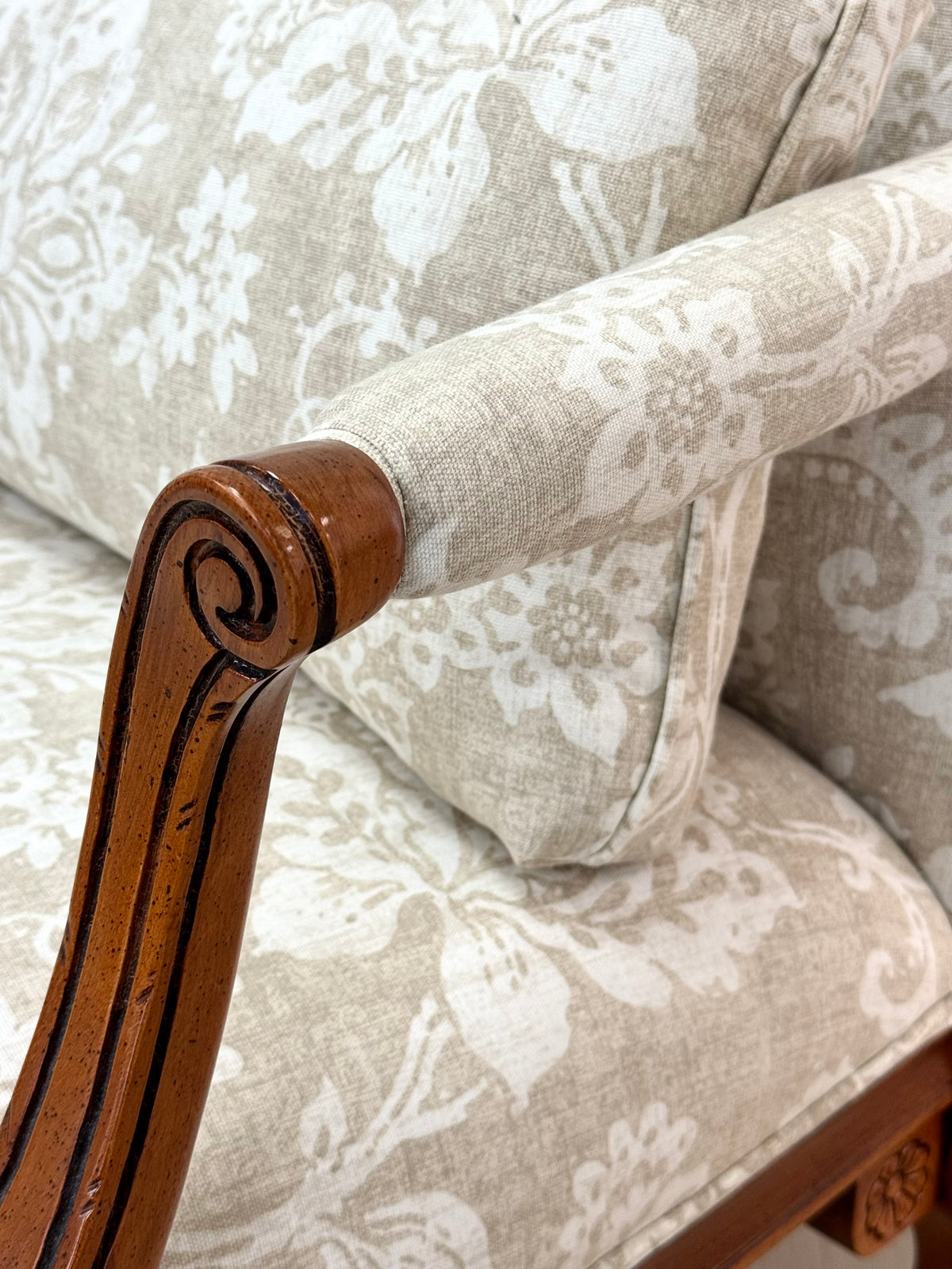 KORSON French Provincial Natural Beige & Cream Damask Chair