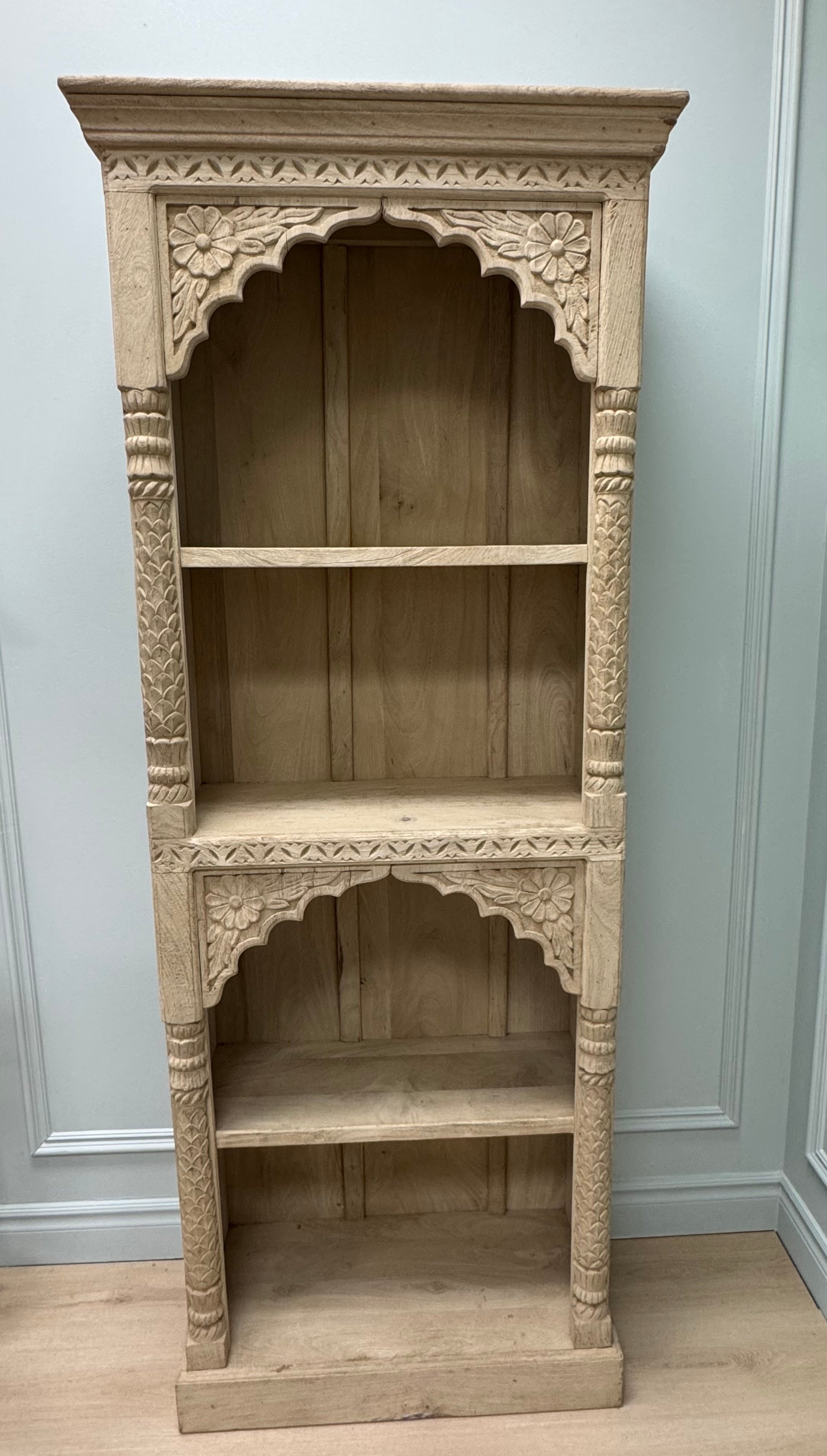 Hand-carved Natural Wood Shelf