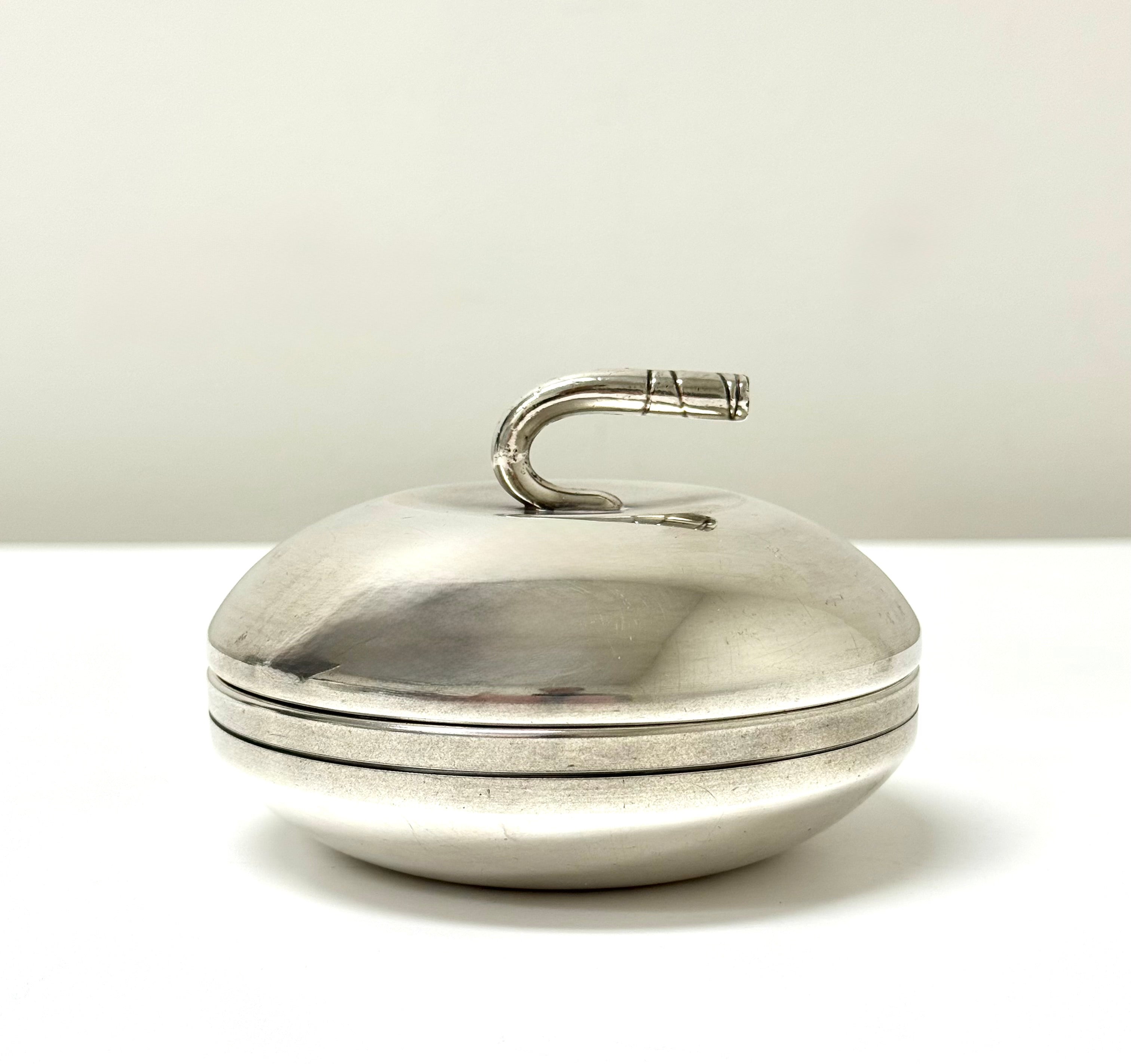 Vintage Silverplate Curling Stone Butter Dish
