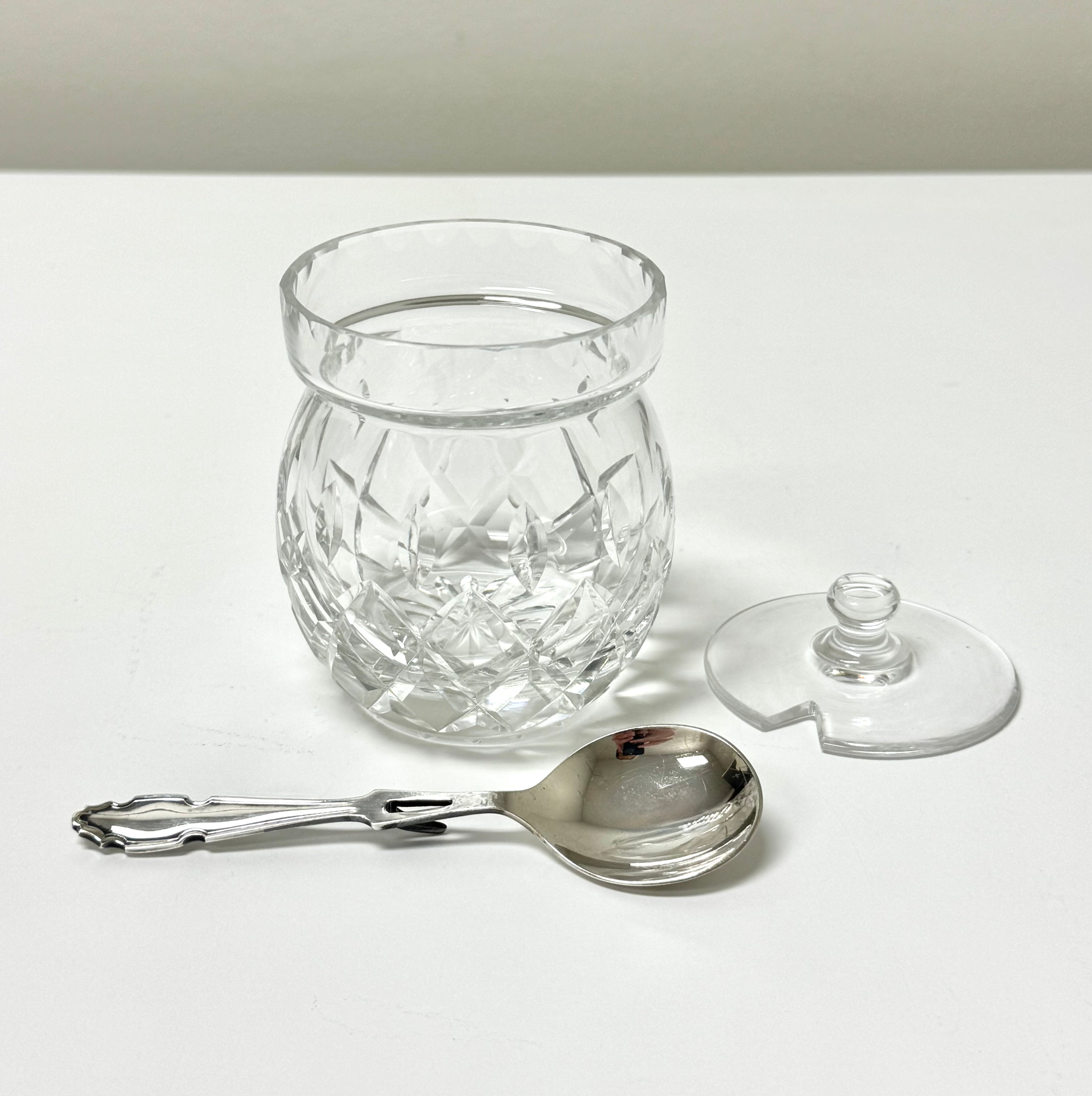 Crystal Condiment Jar with Silverplate Spoon