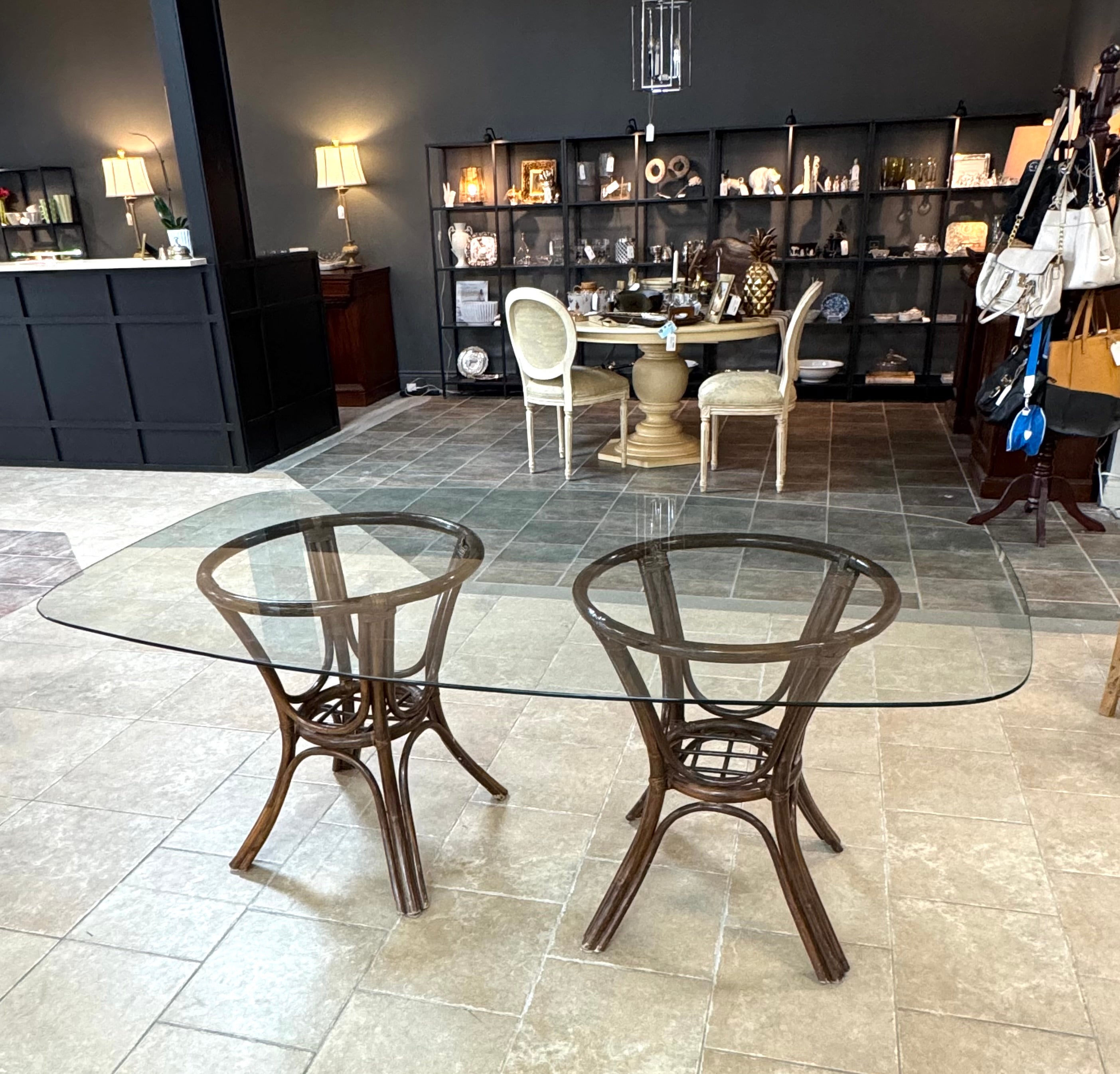 Rattan Glass-top Table