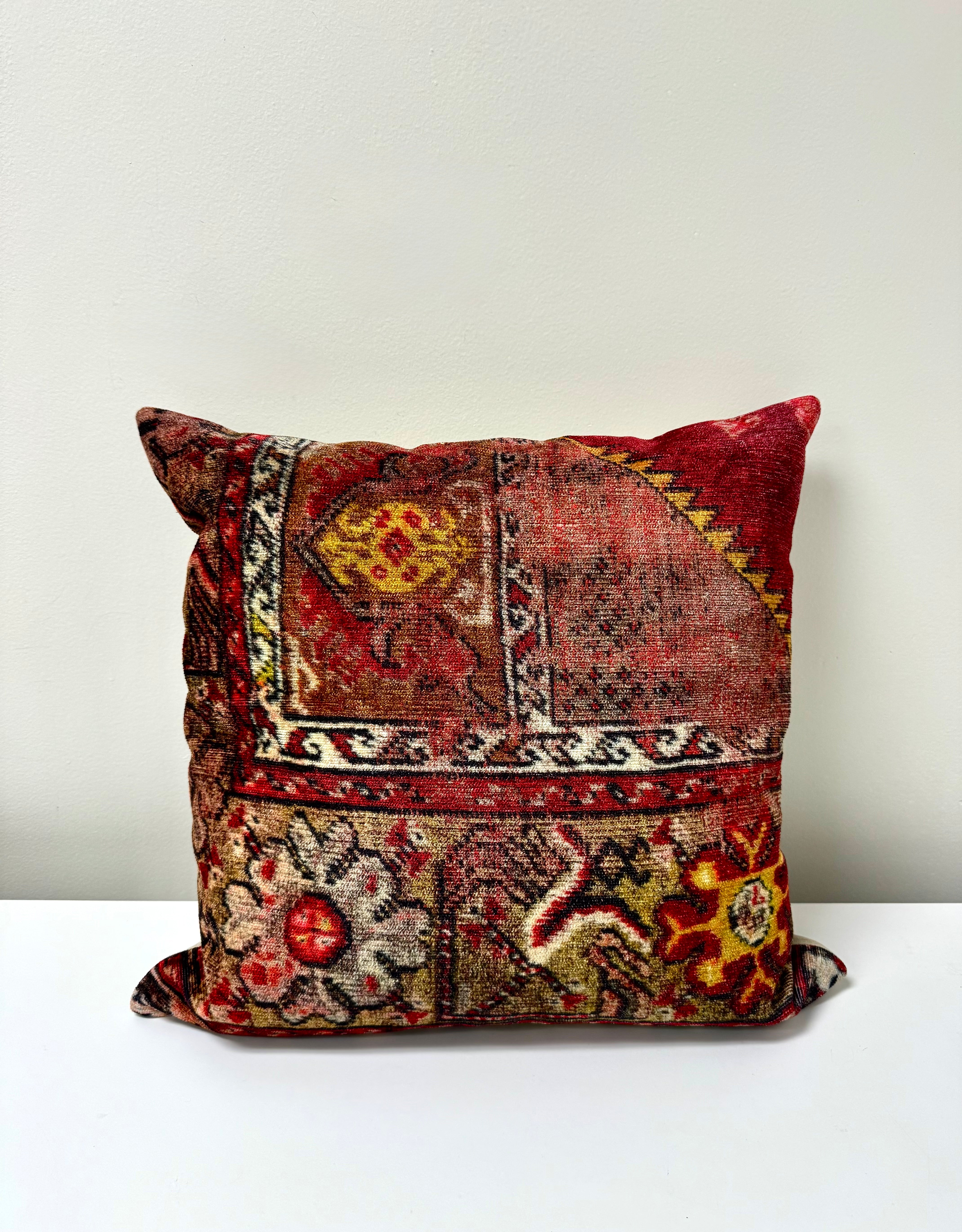 POTTERY BARN Red Velvet Kilim 19" Pillow
