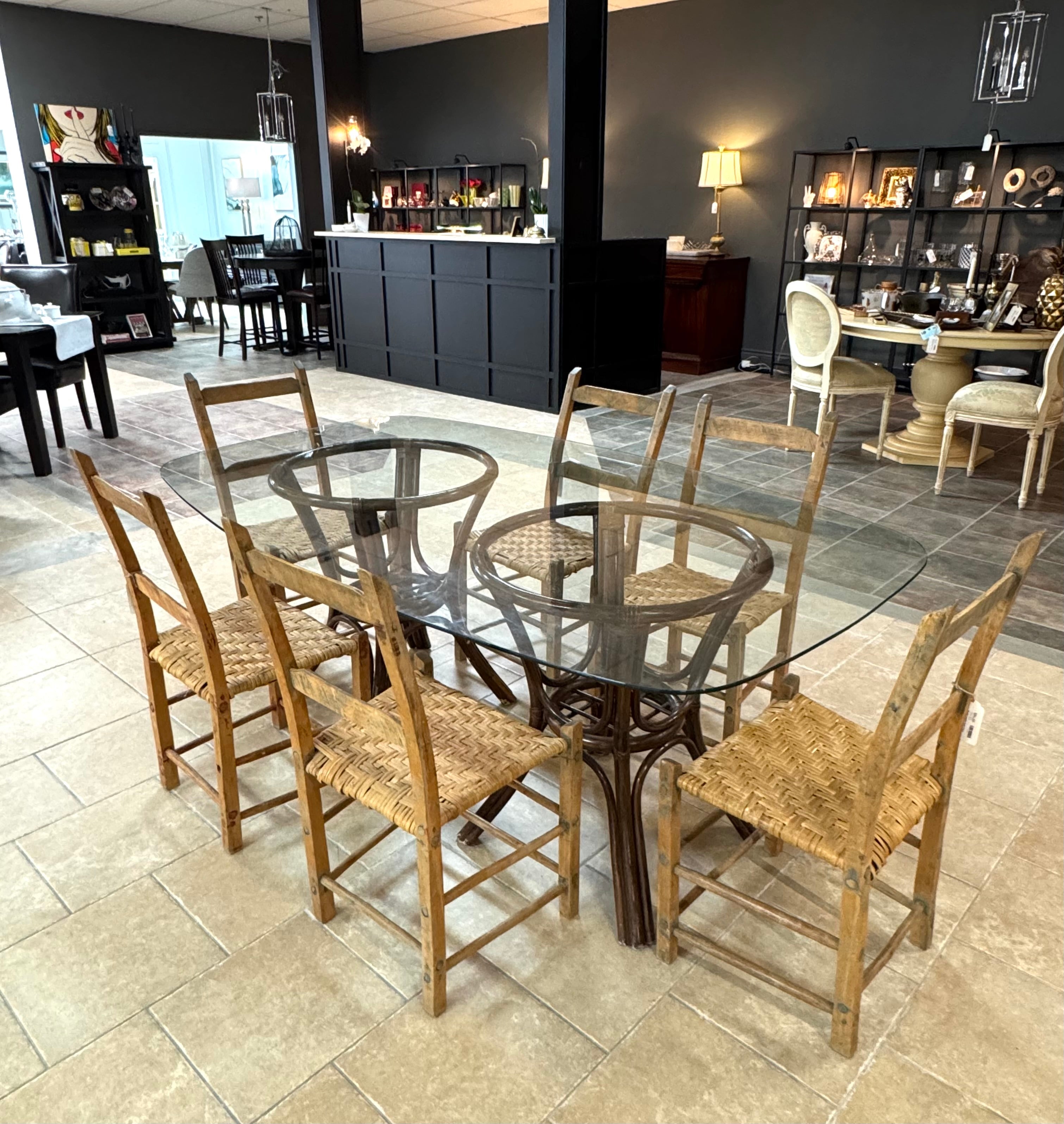 Rattan Glass-top Table