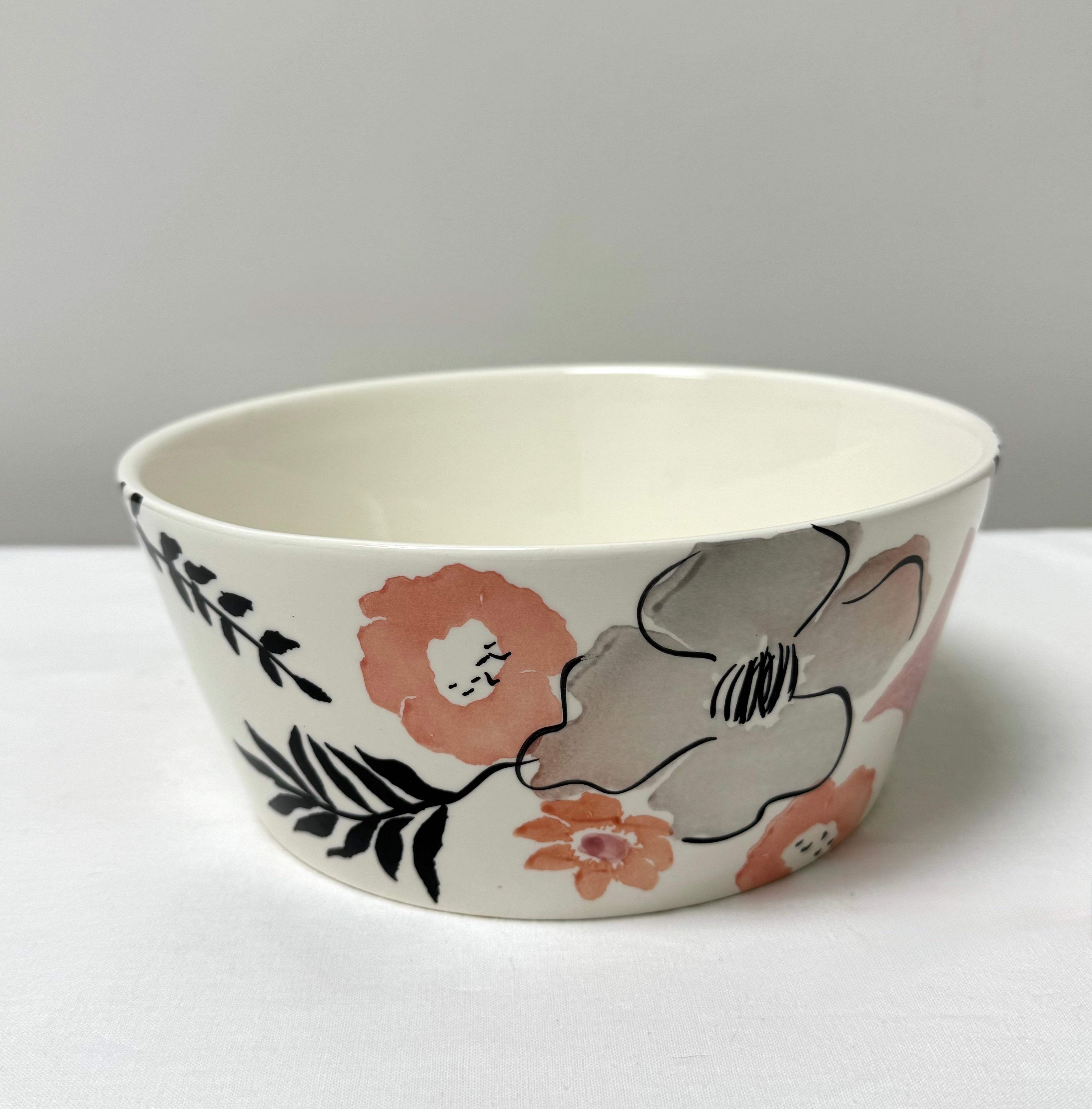 Rose & Gray Floral Bowl