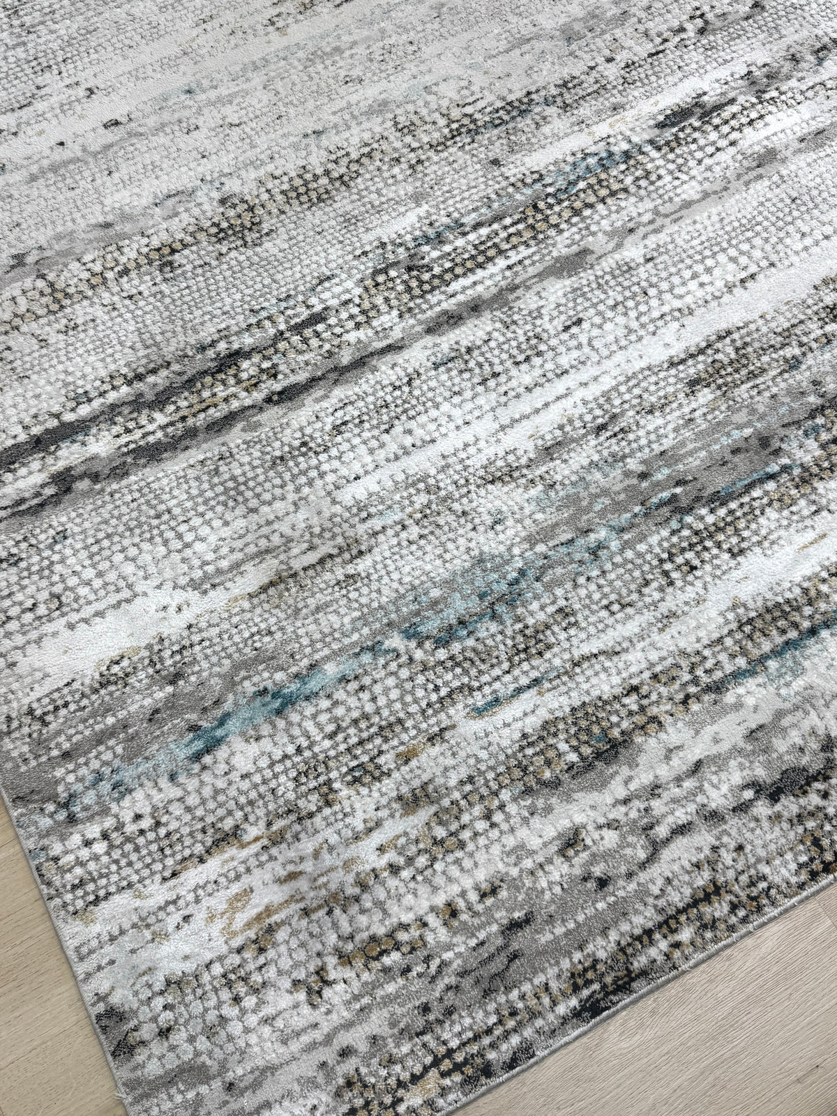 Ivory, Gray & Blue Abstract 7'-10" x 10'-2" Rug