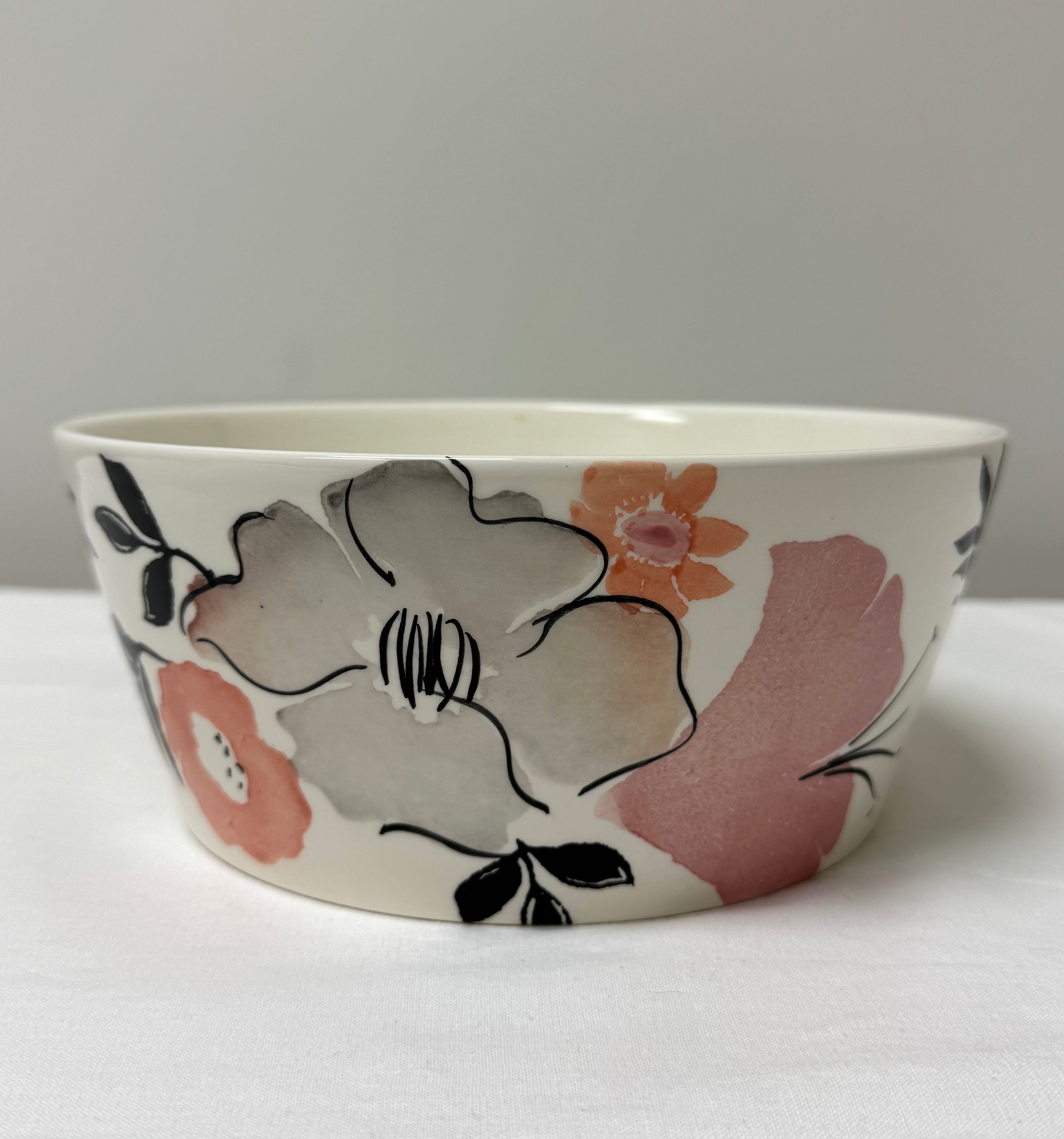 Rose & Gray Floral Bowl