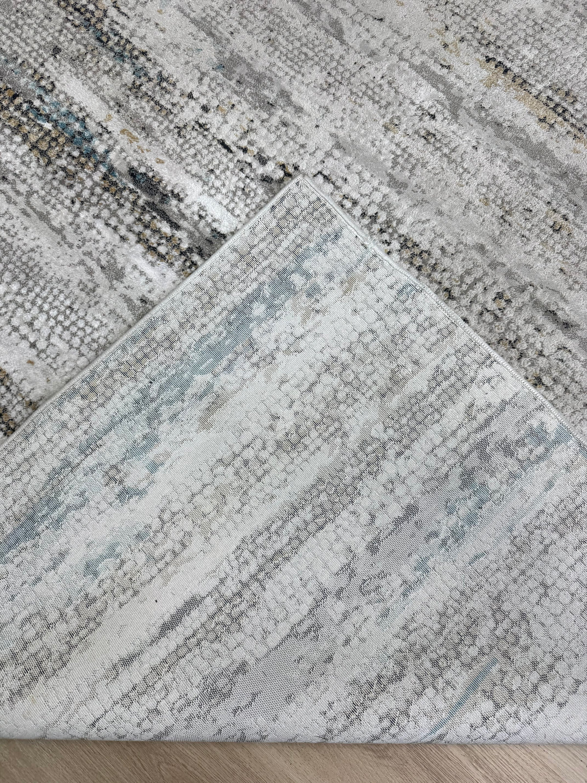 Ivory, Gray & Blue Abstract 7'-10" x 10'-2" Rug