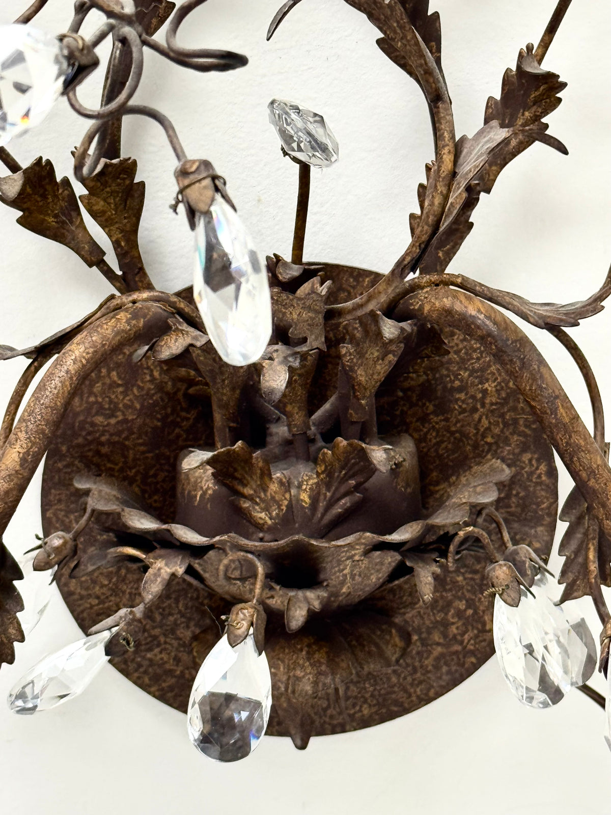 Bronze Vine Sconces with Crystals Set of 2