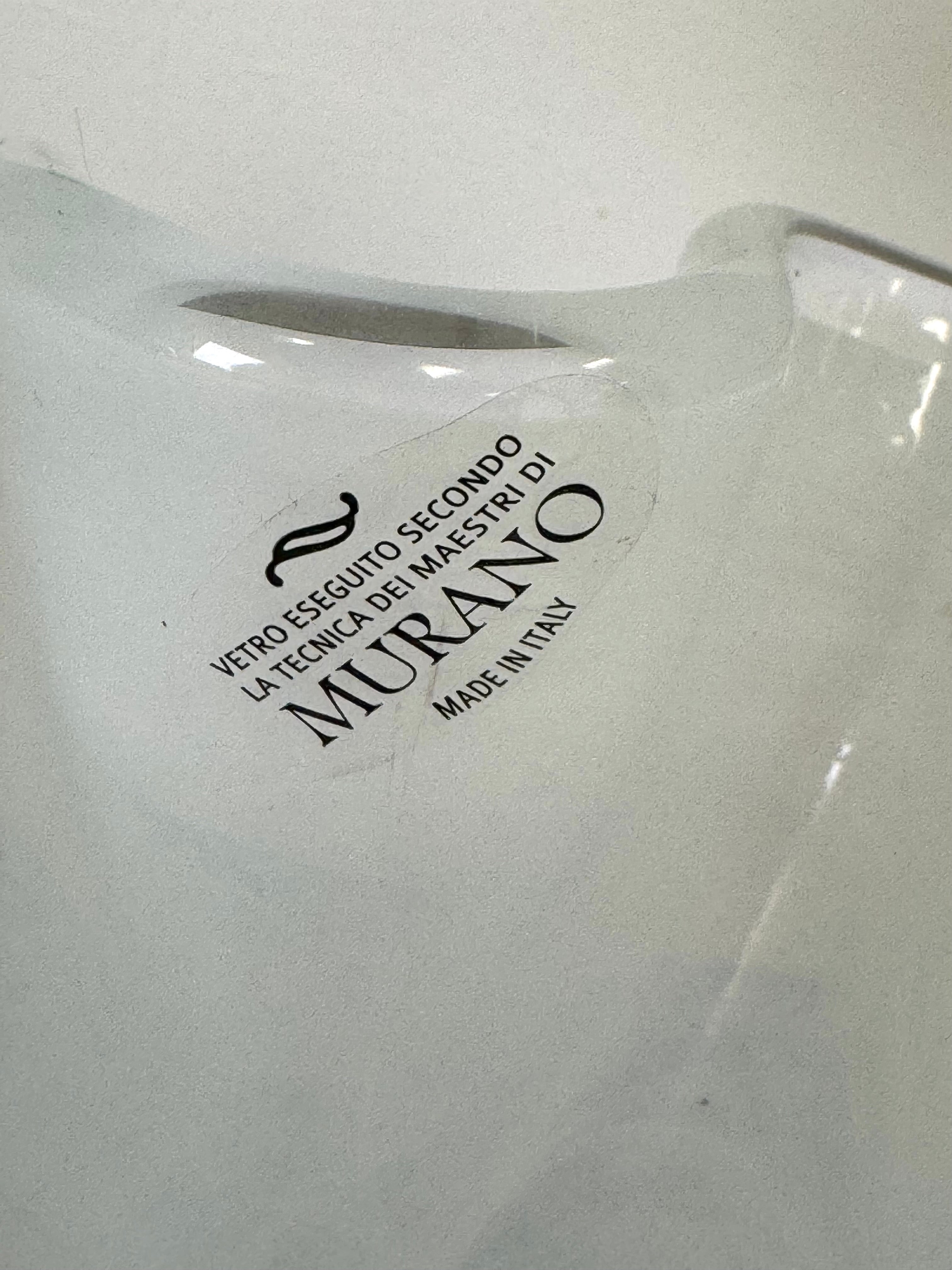 MURANO White Glass Swirl Vase