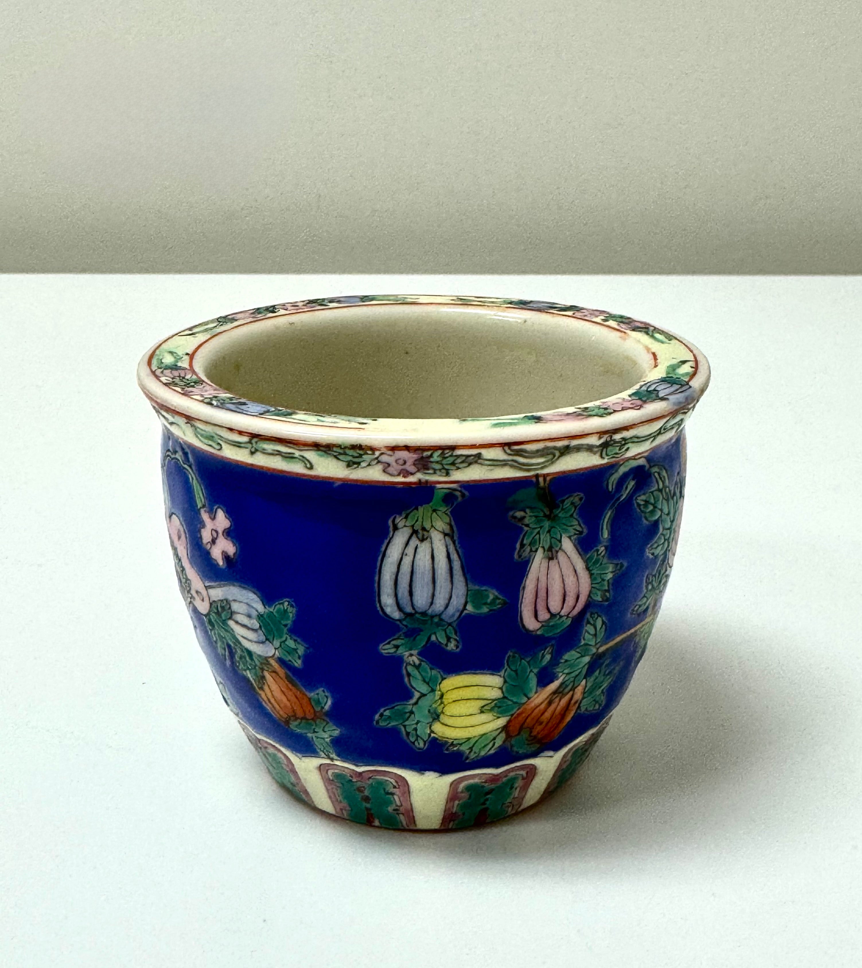 Blue Floral Jardiniere 3" Pot
