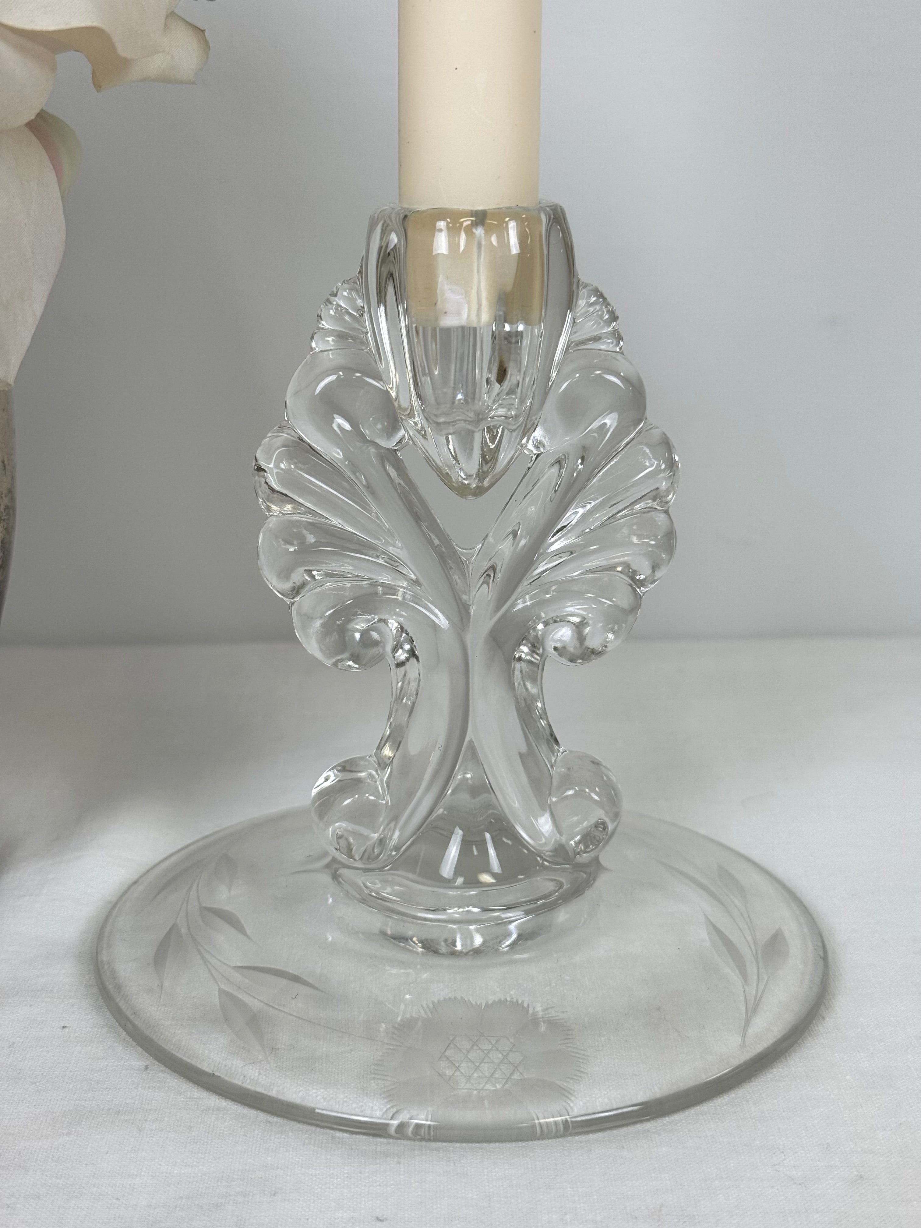Vintage Cornflower Glass Candle Holder
