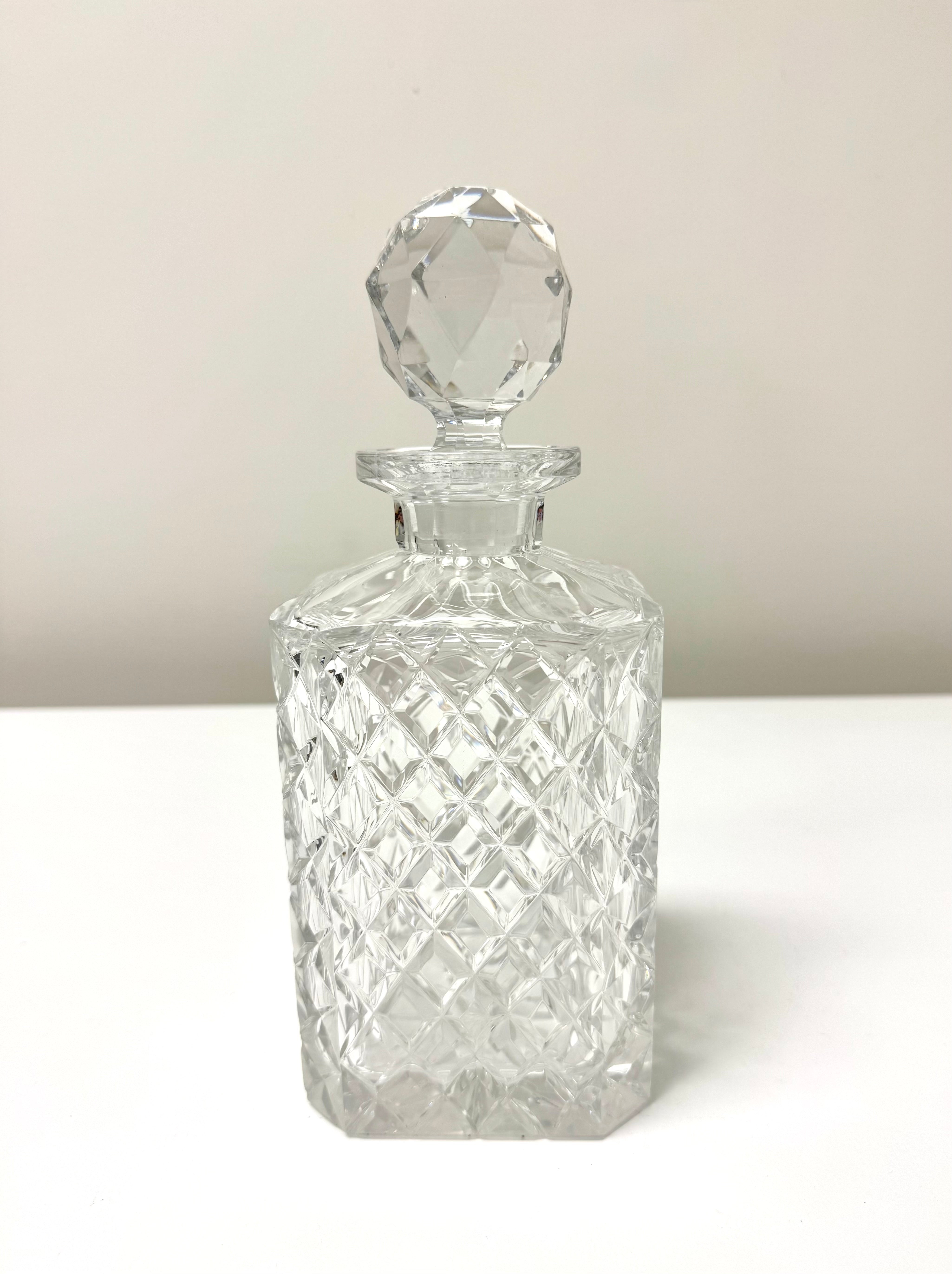 Cut Glass Decanter with Faceted Ball Stopper