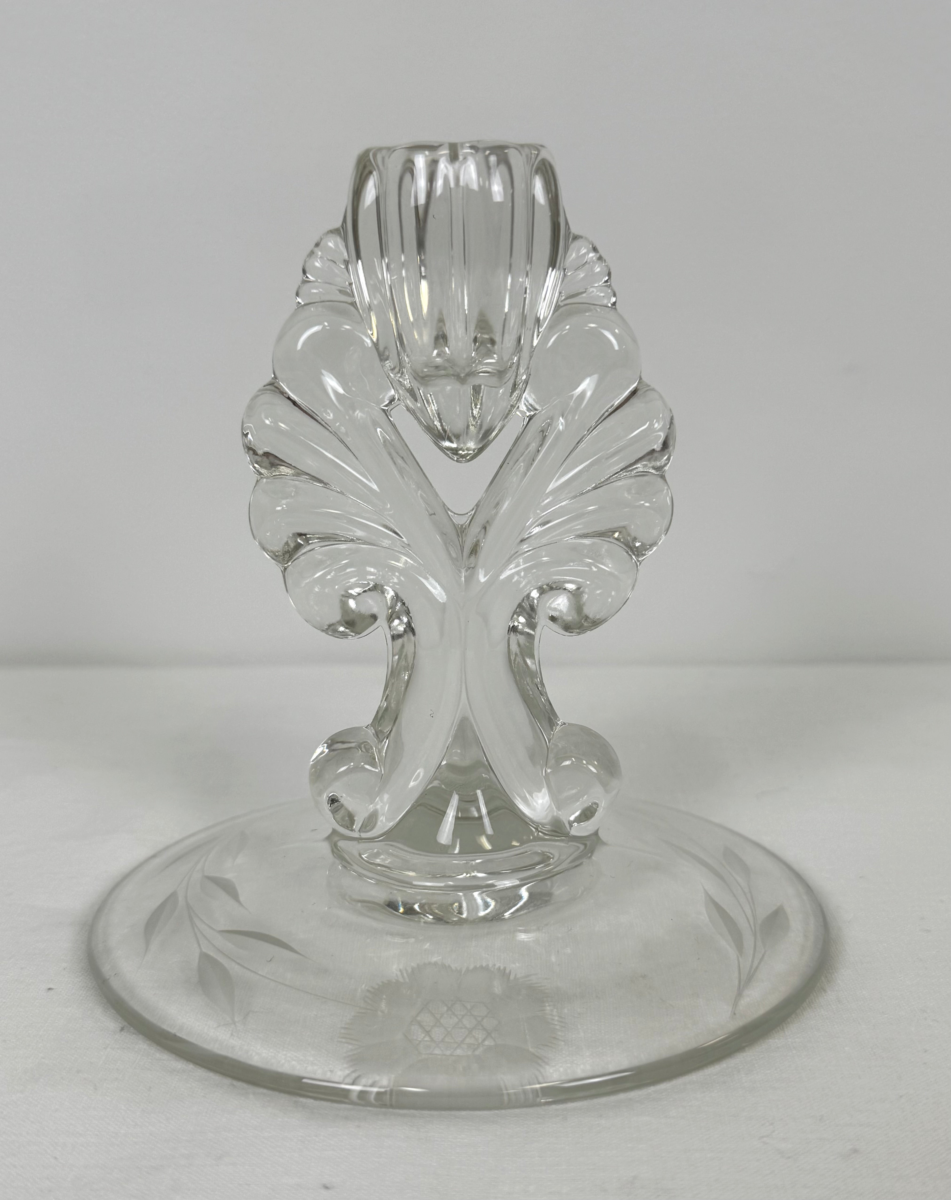 Vintage Cornflower Glass Candle Holder