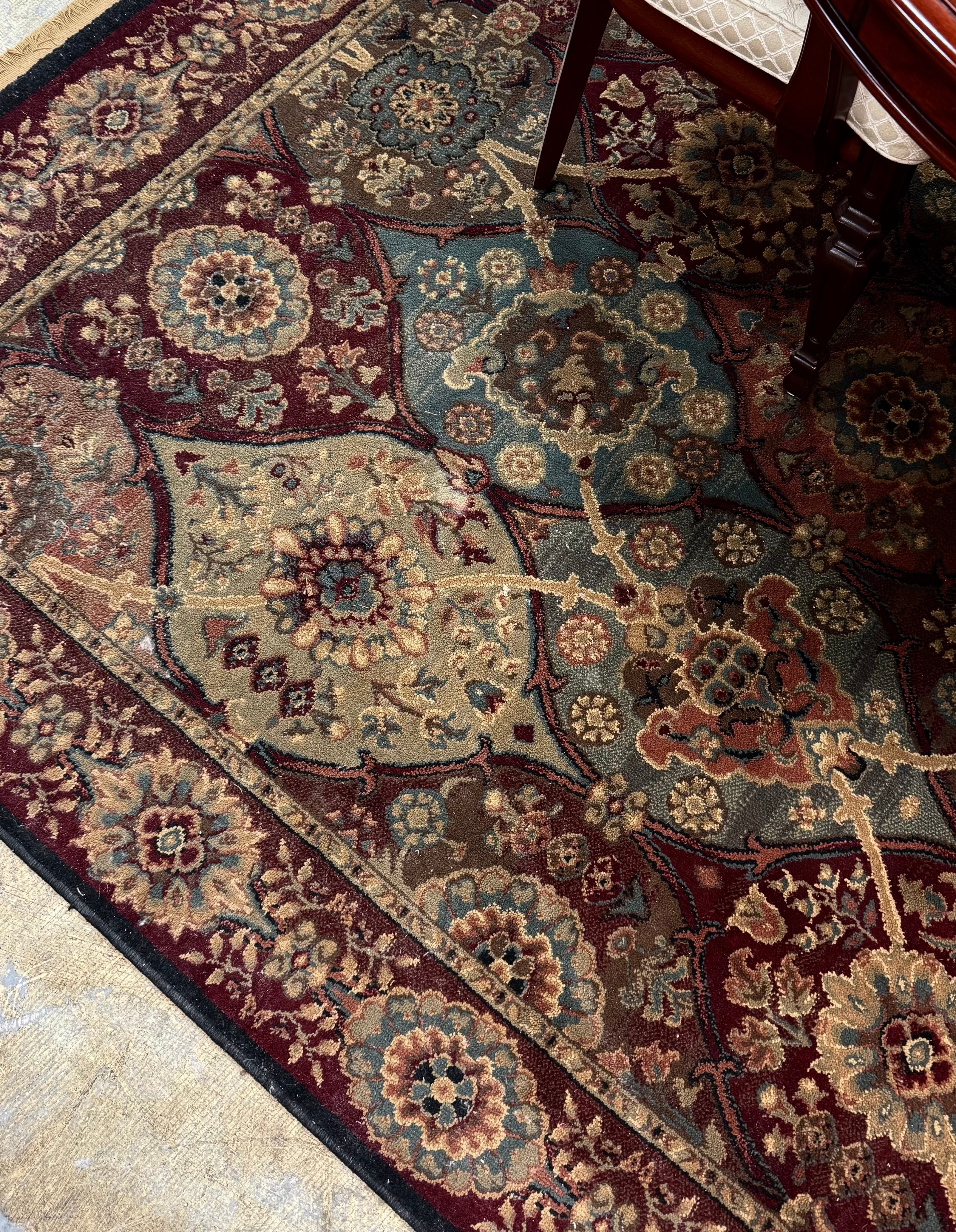 Burgundy Crimson and Teal 9'-3" x 13' Rug