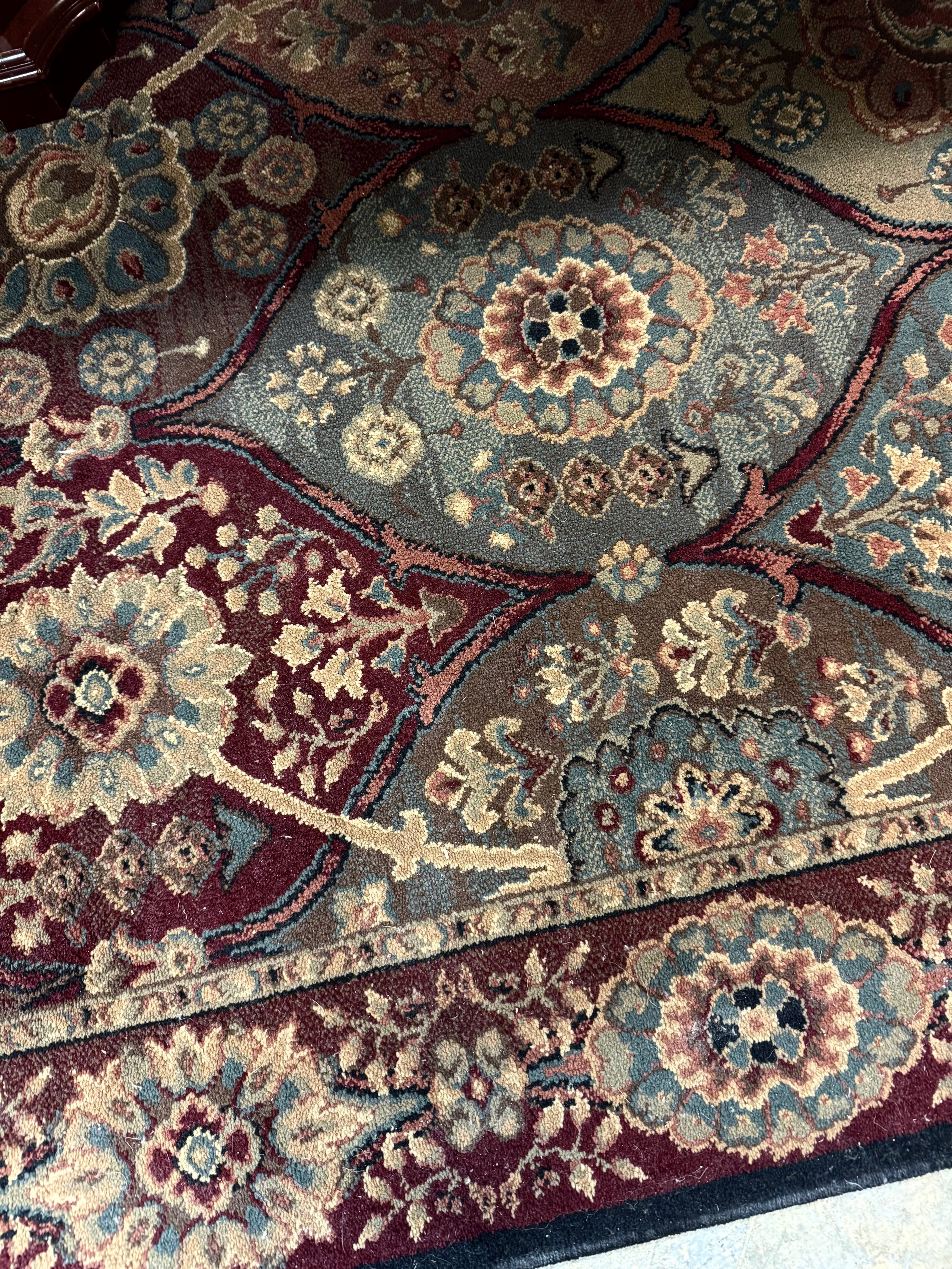 Burgundy Crimson and Teal 9'-3" x 13' Rug