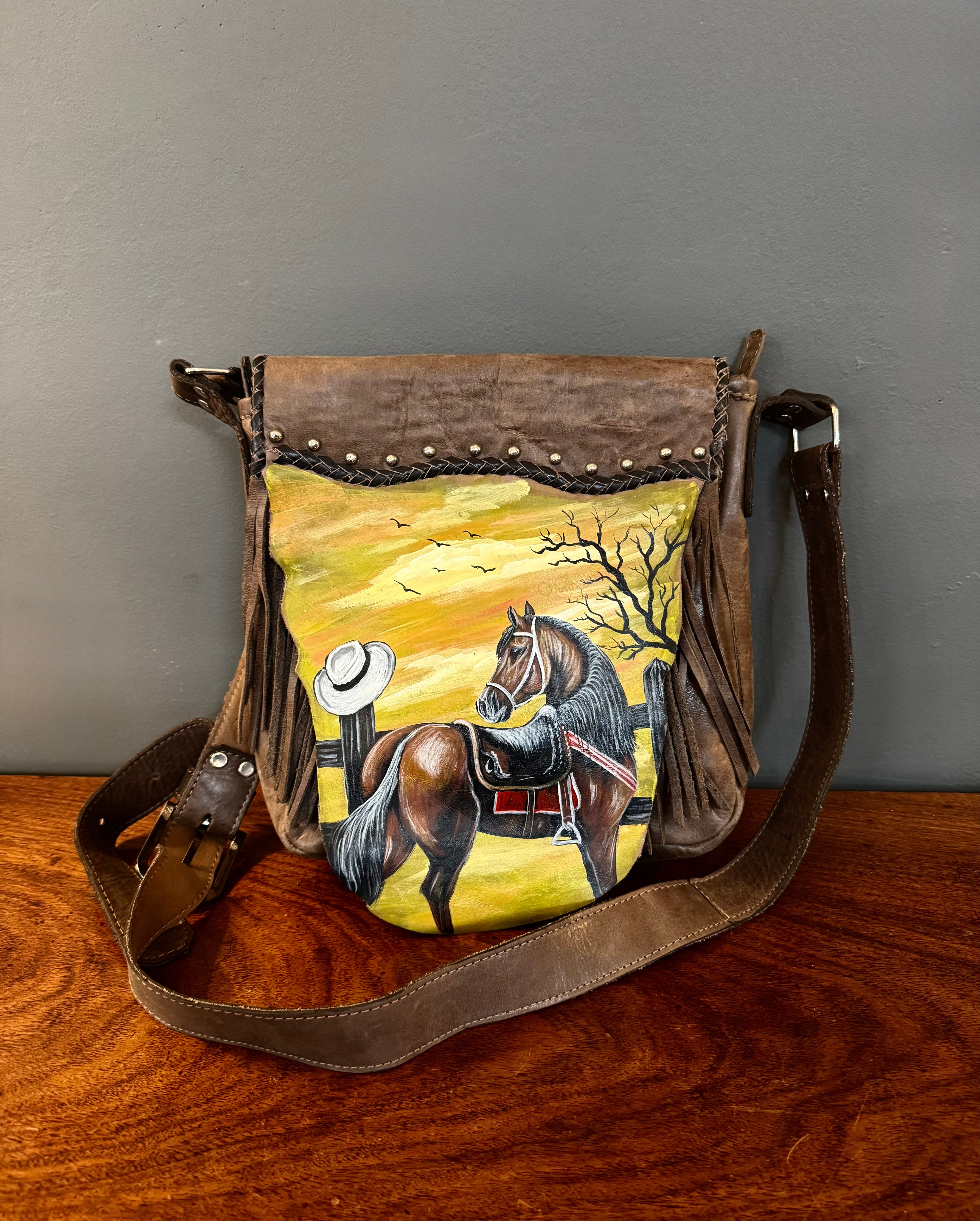 Artisan Hand-painted Colombian Leather Cross-body