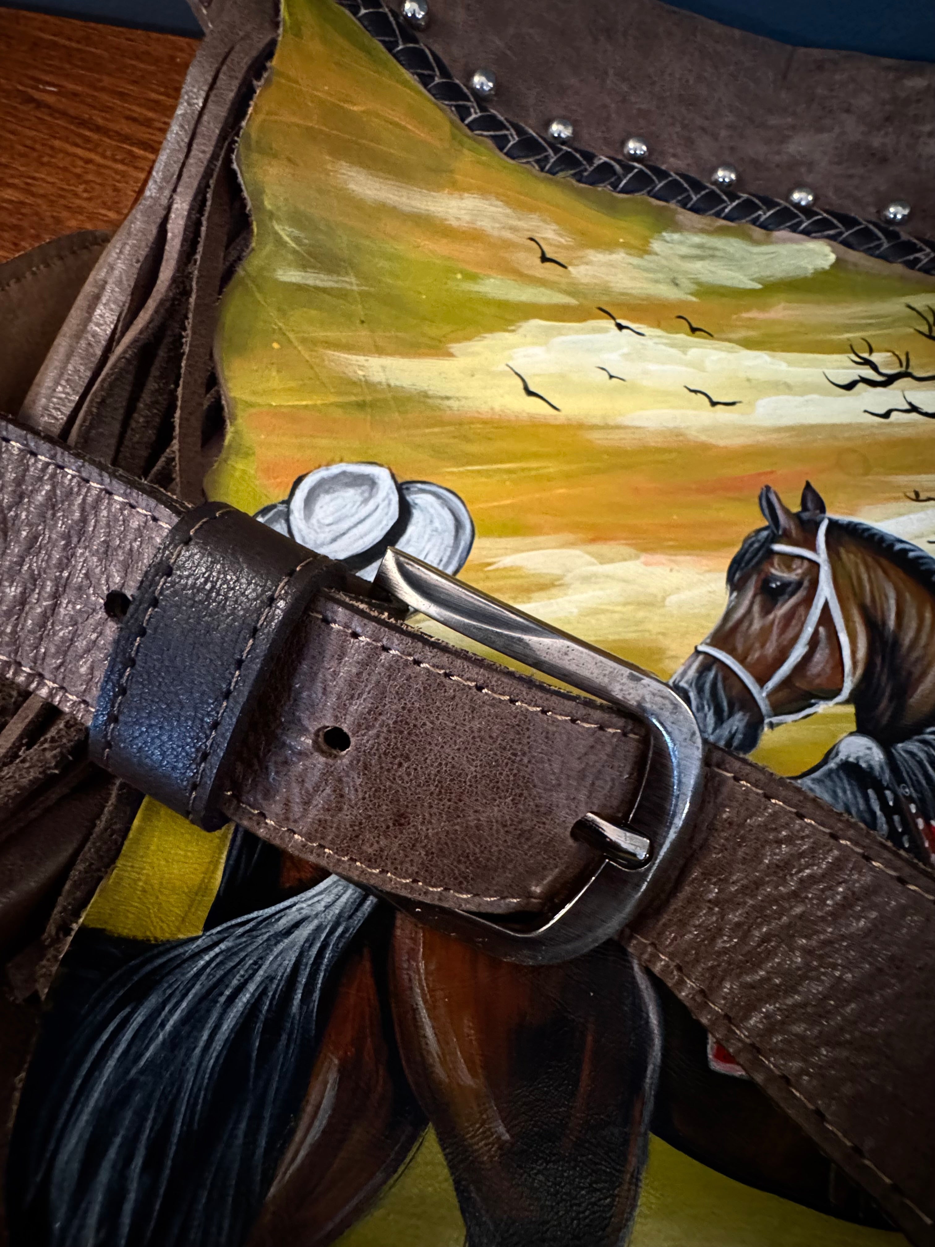 Artisan Hand-painted Colombian Leather Cross-body