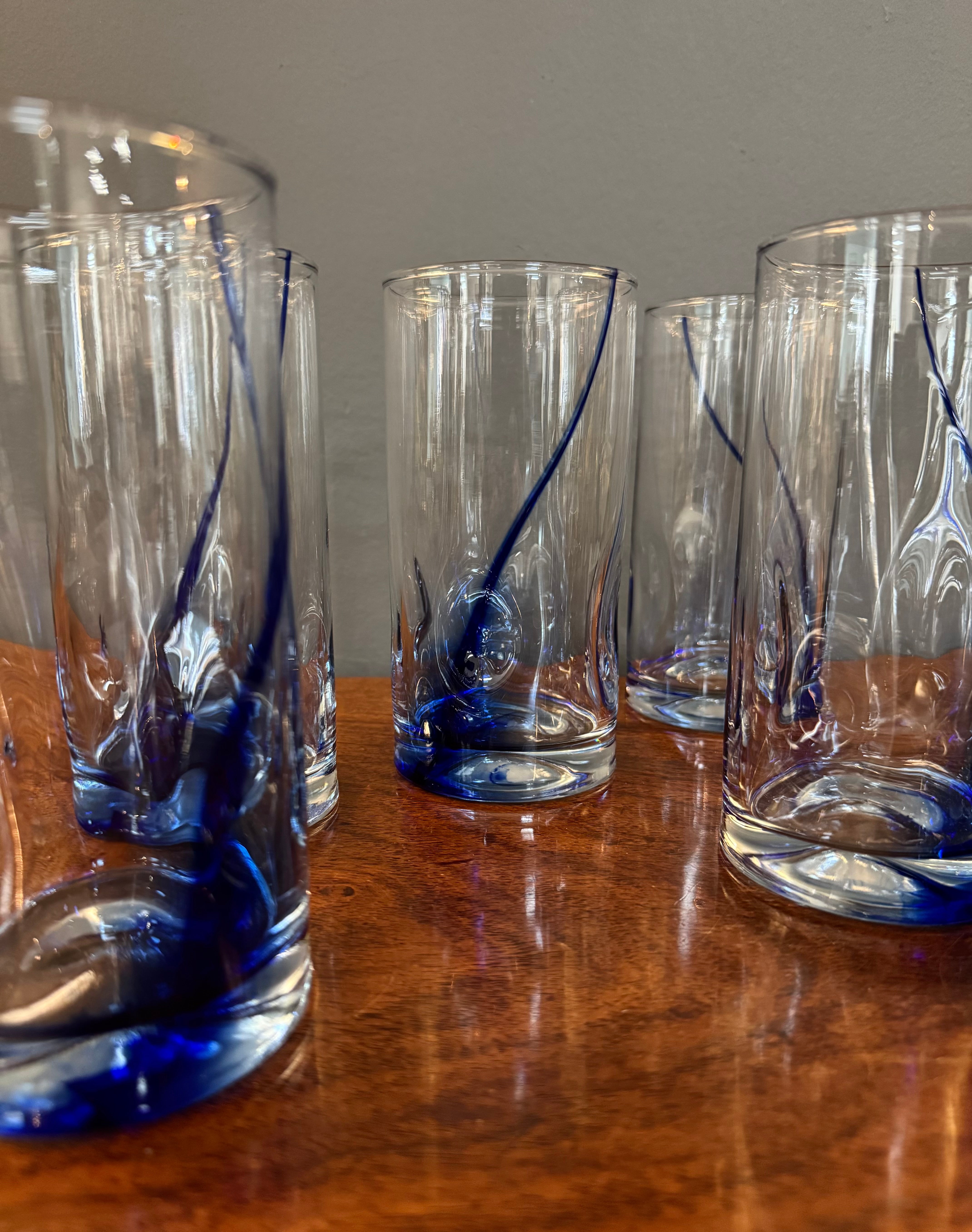 Vintage LIBBEY Blue Ribbon Glasses Set of