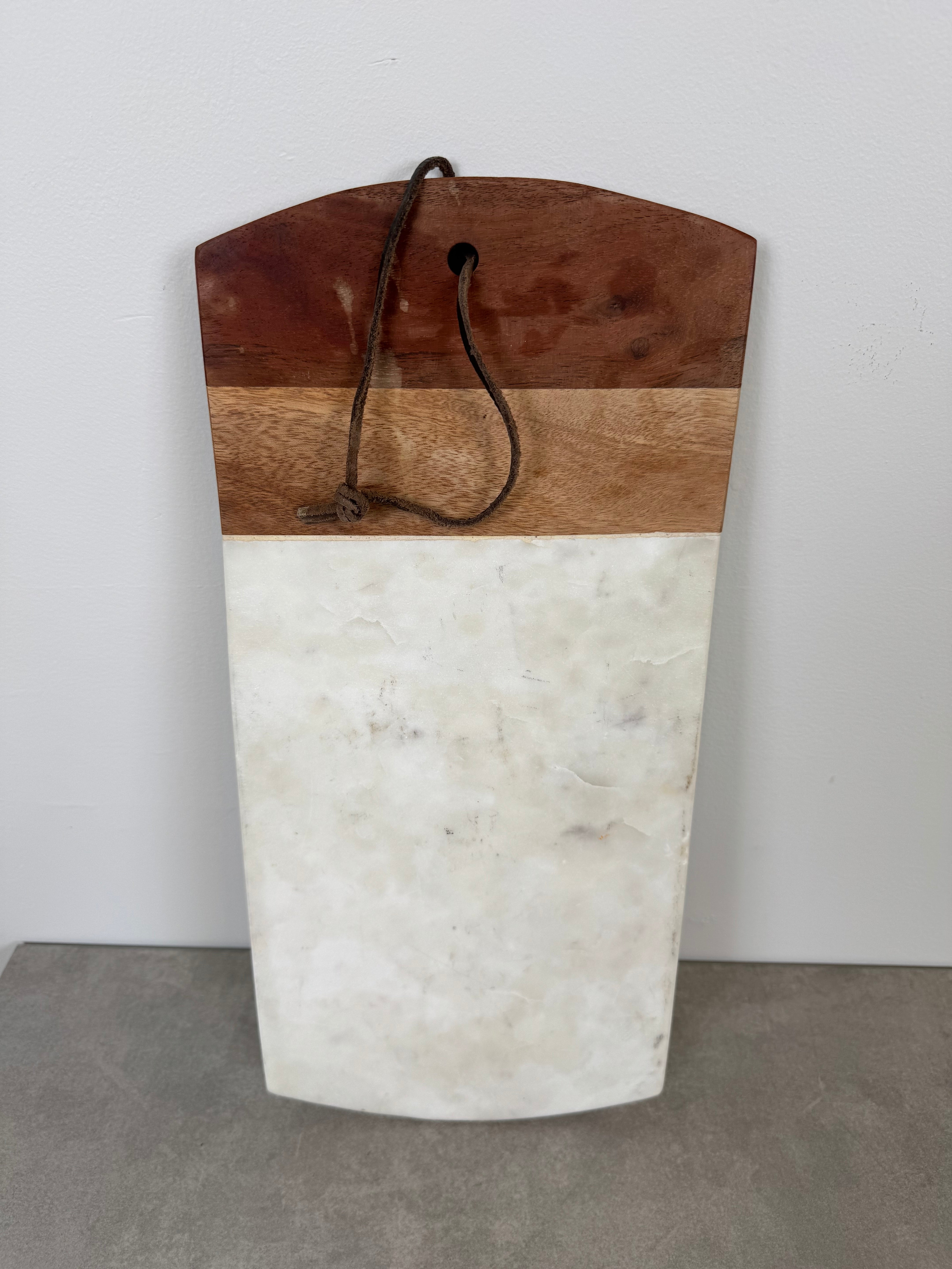 White Marble and Wood Board