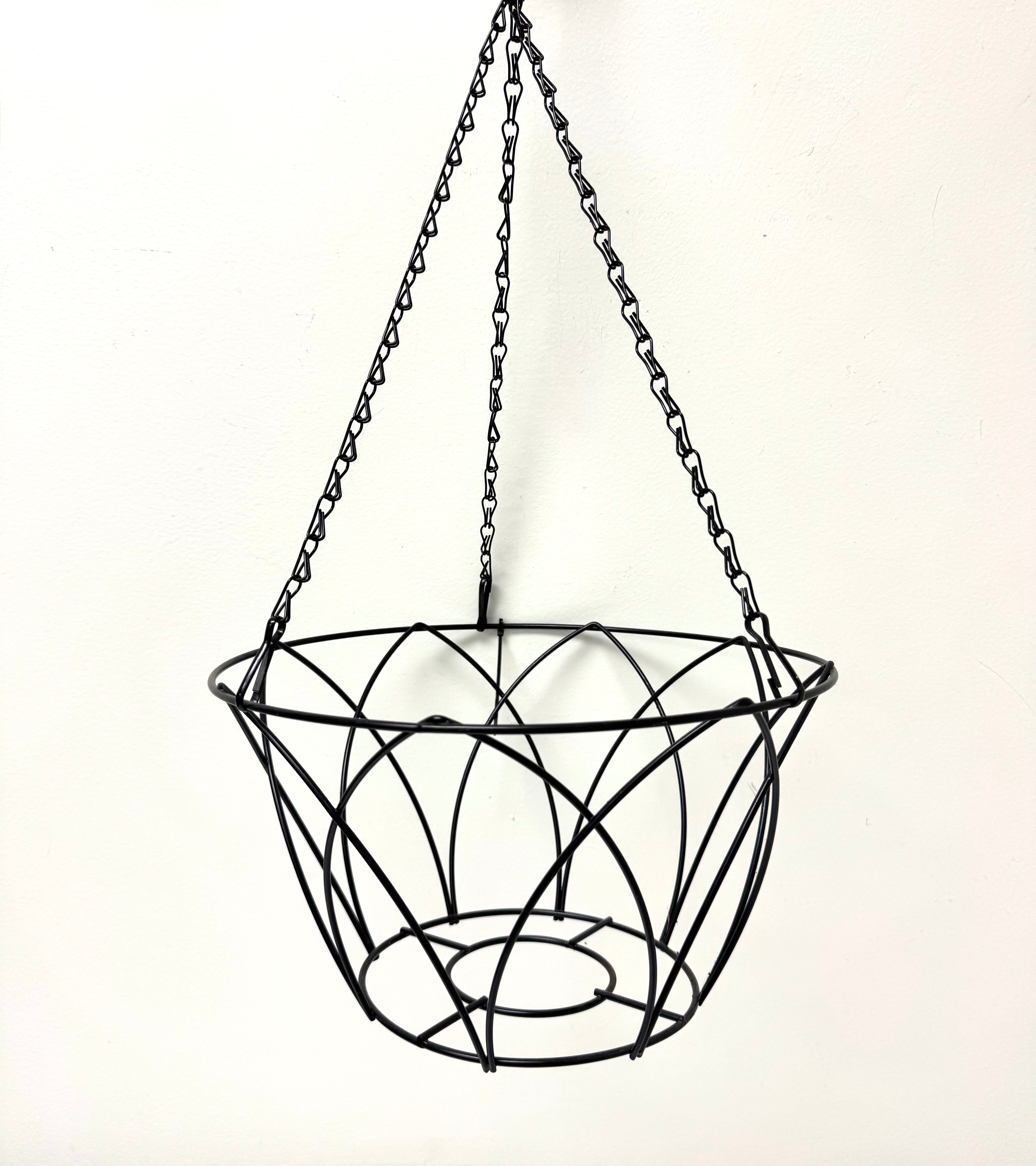Black Metal 12" Hanging Basket