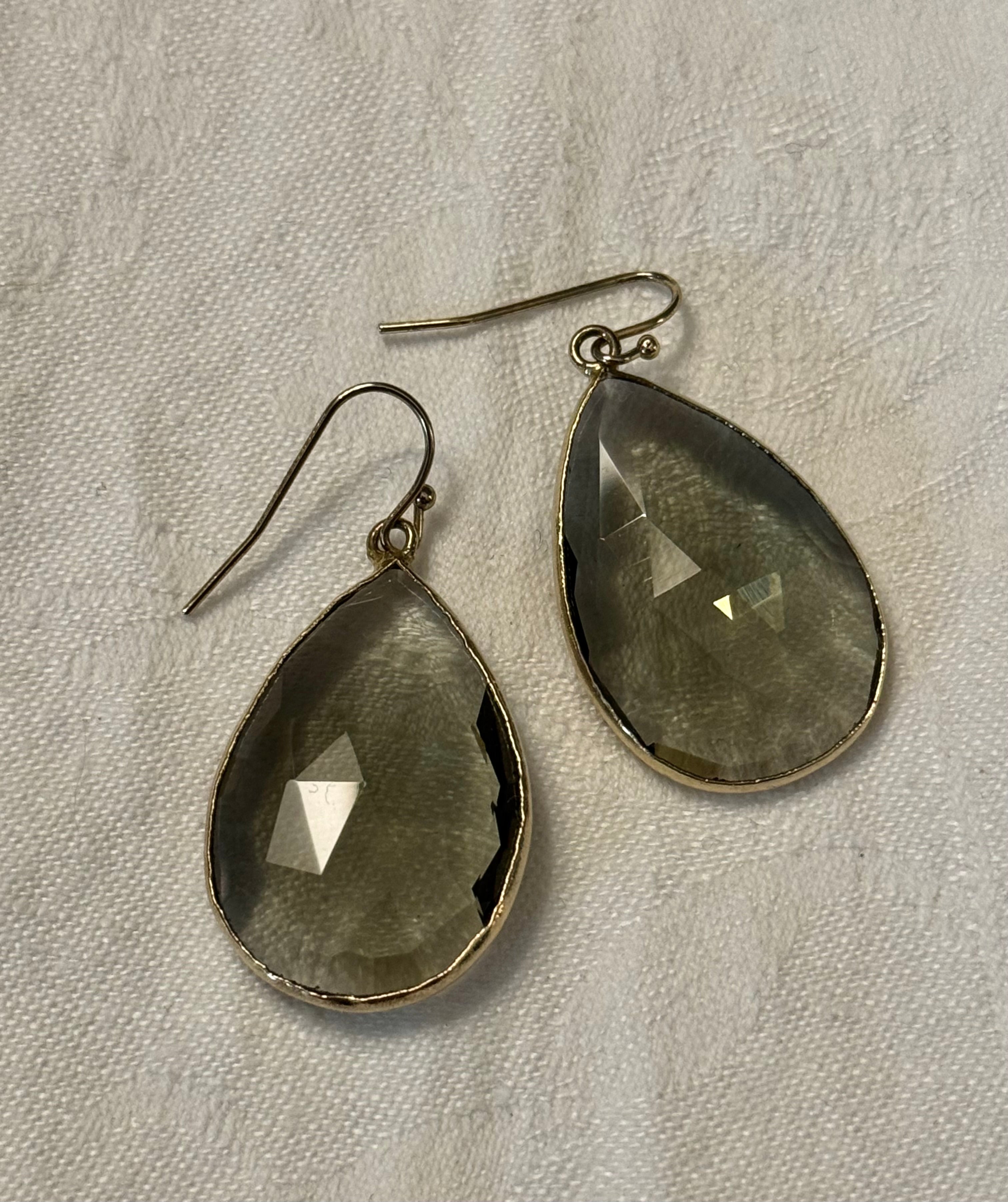 BANANA REPUBLIC Smoke Gray Faceted Teardrop Earrings