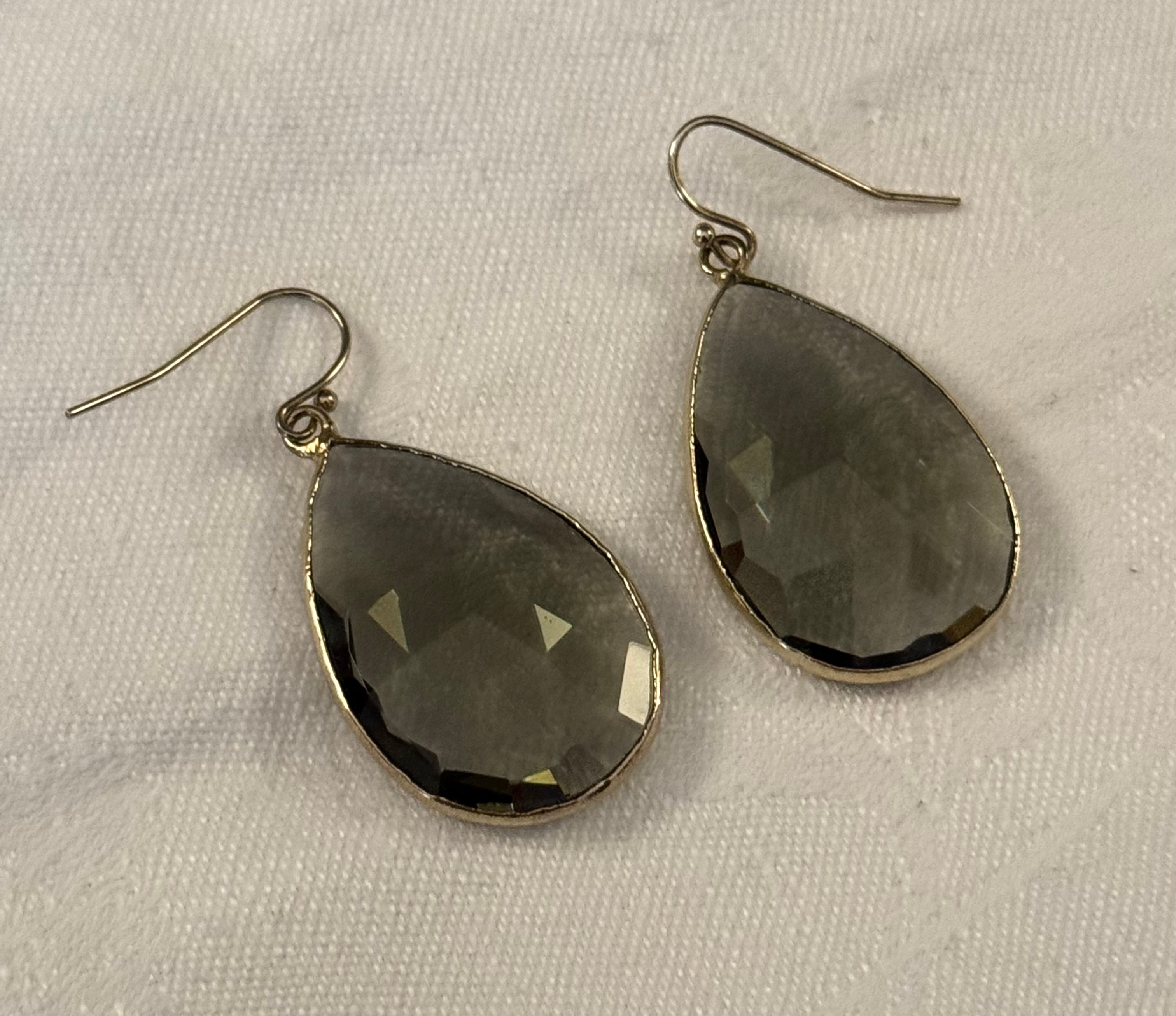 BANANA REPUBLIC Smoke Gray Faceted Teardrop Earrings