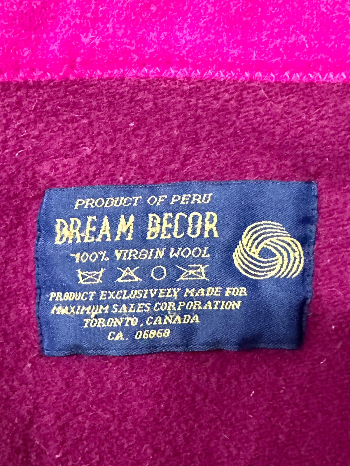 Vintage Deep Fuchsia 66" x 82" Wool Blanket