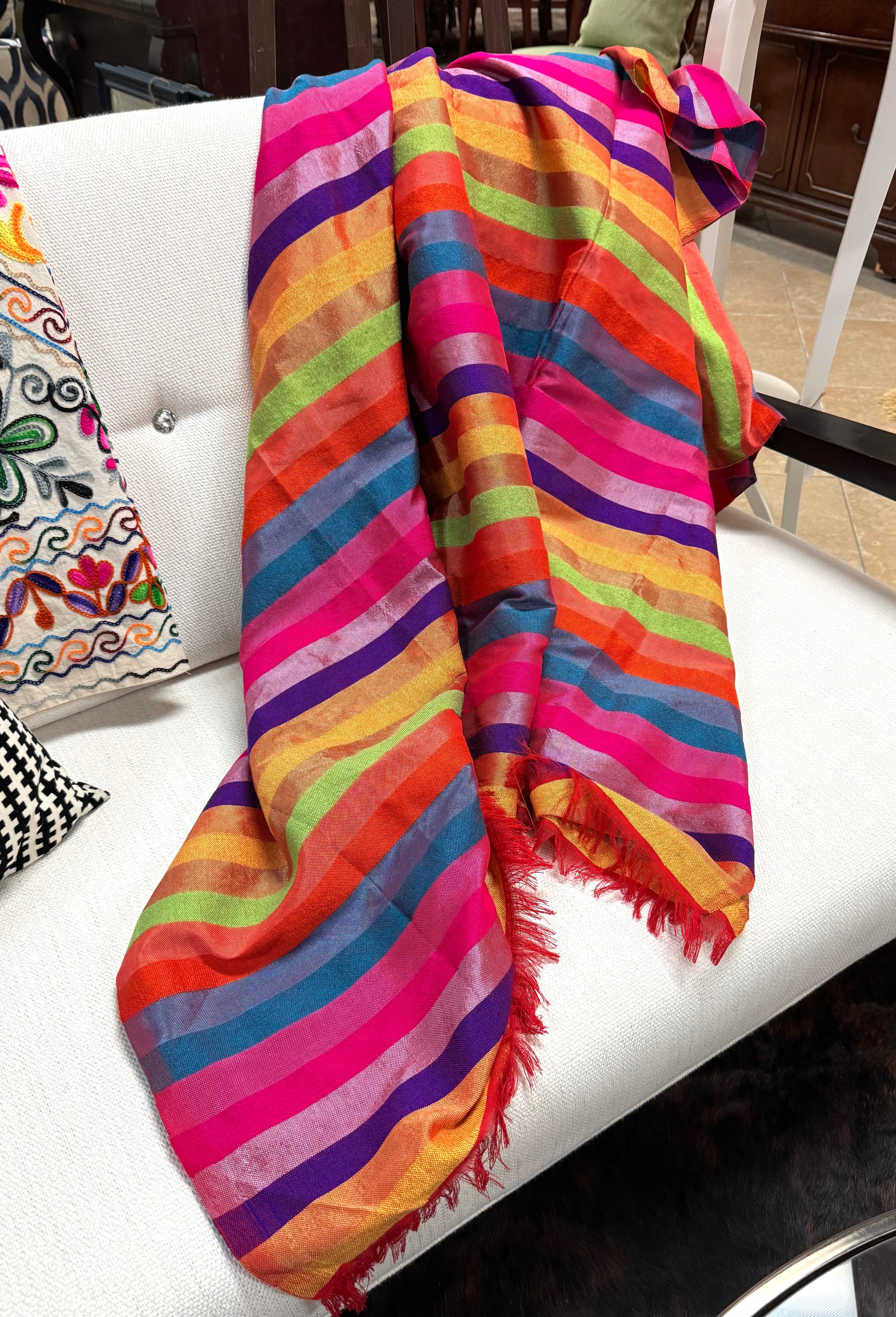 Shimmer Cotton Multi-colour Striped Throw