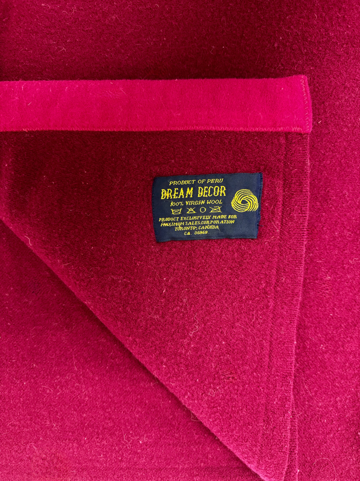 Vintage Deep Fuchsia 66" x 82" Wool Blanket