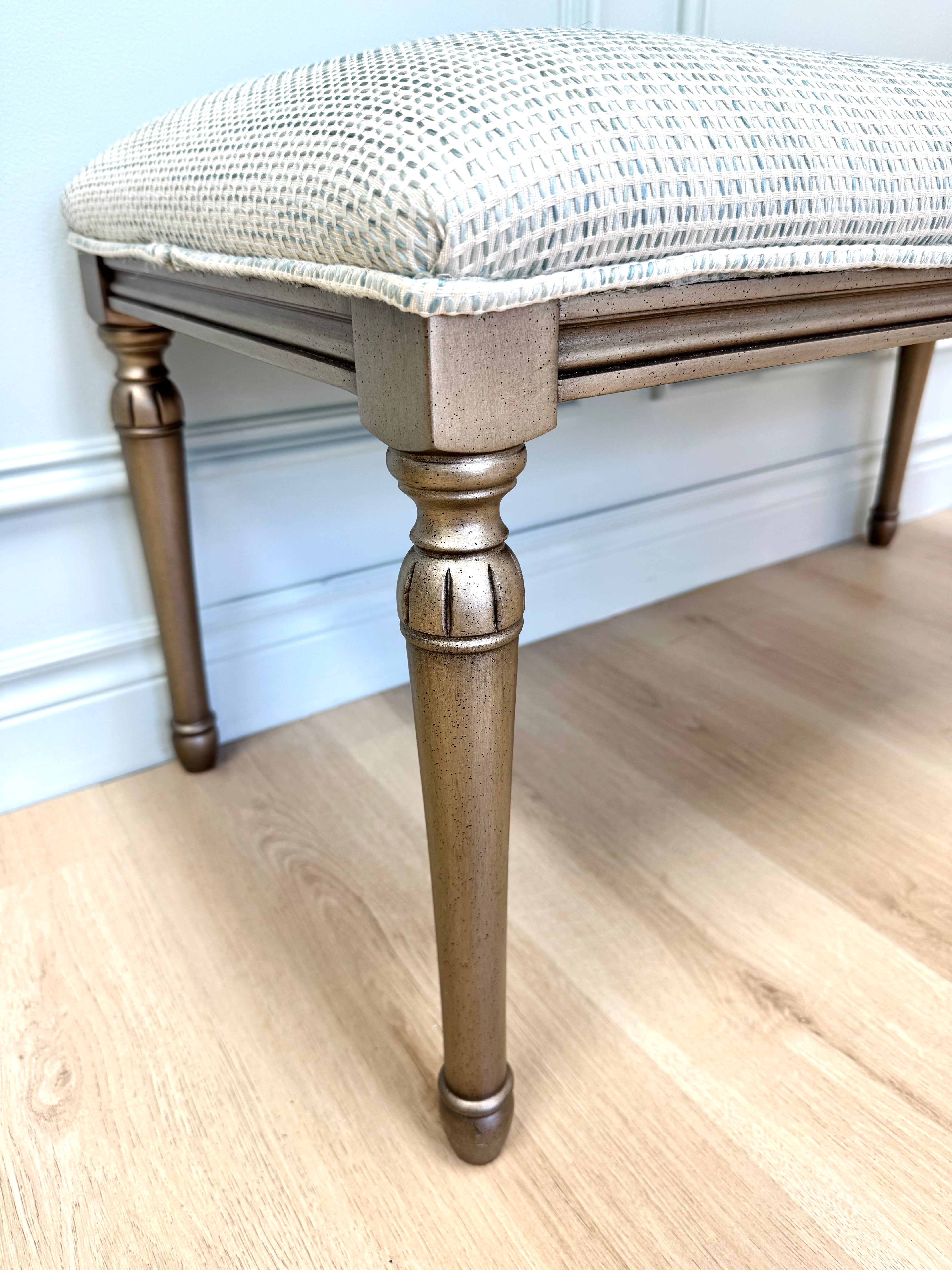 Turquoise Blue Weave Bench