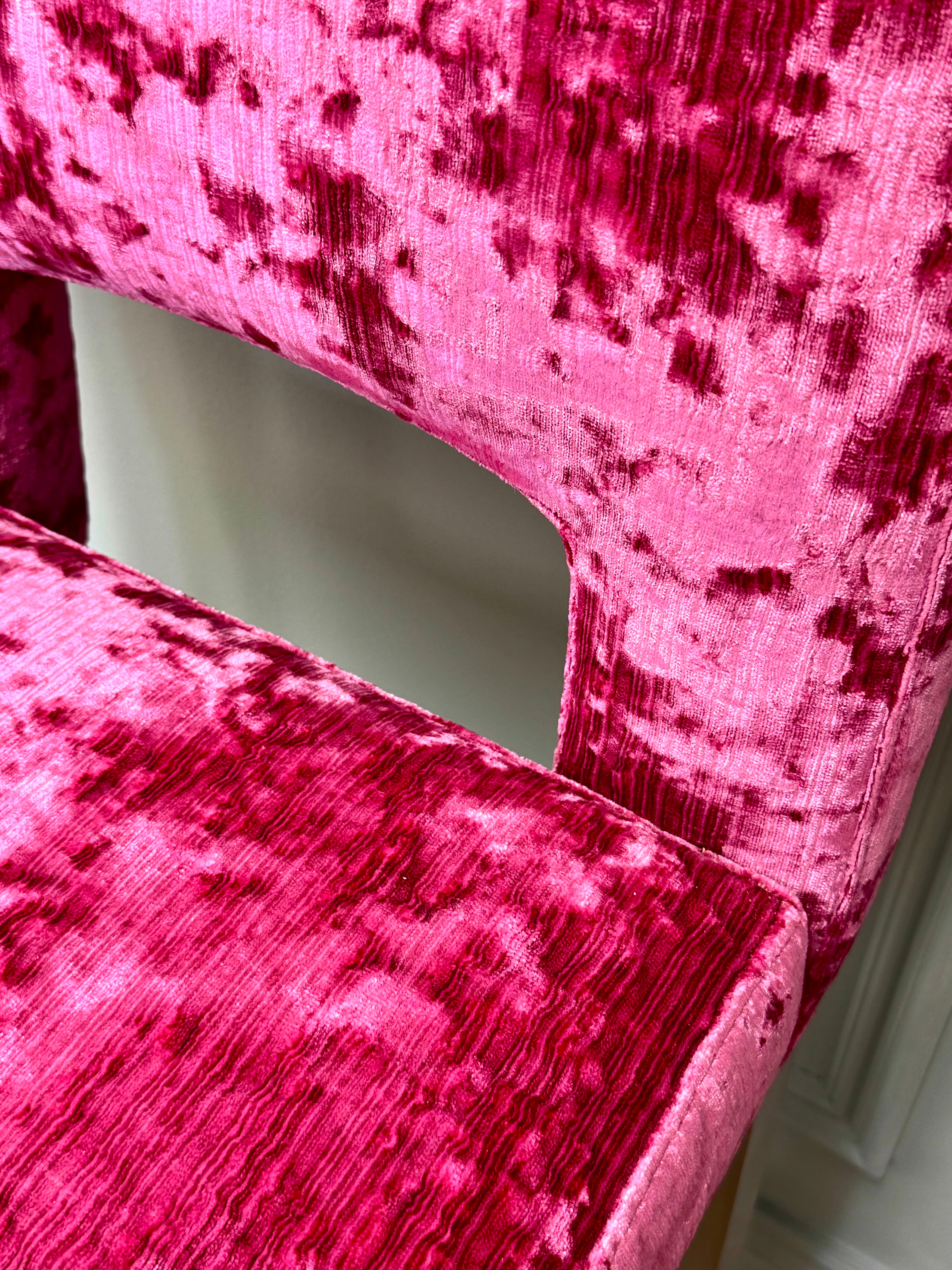 Hot Pink Crushed Velvet Counter Stools Set of 2