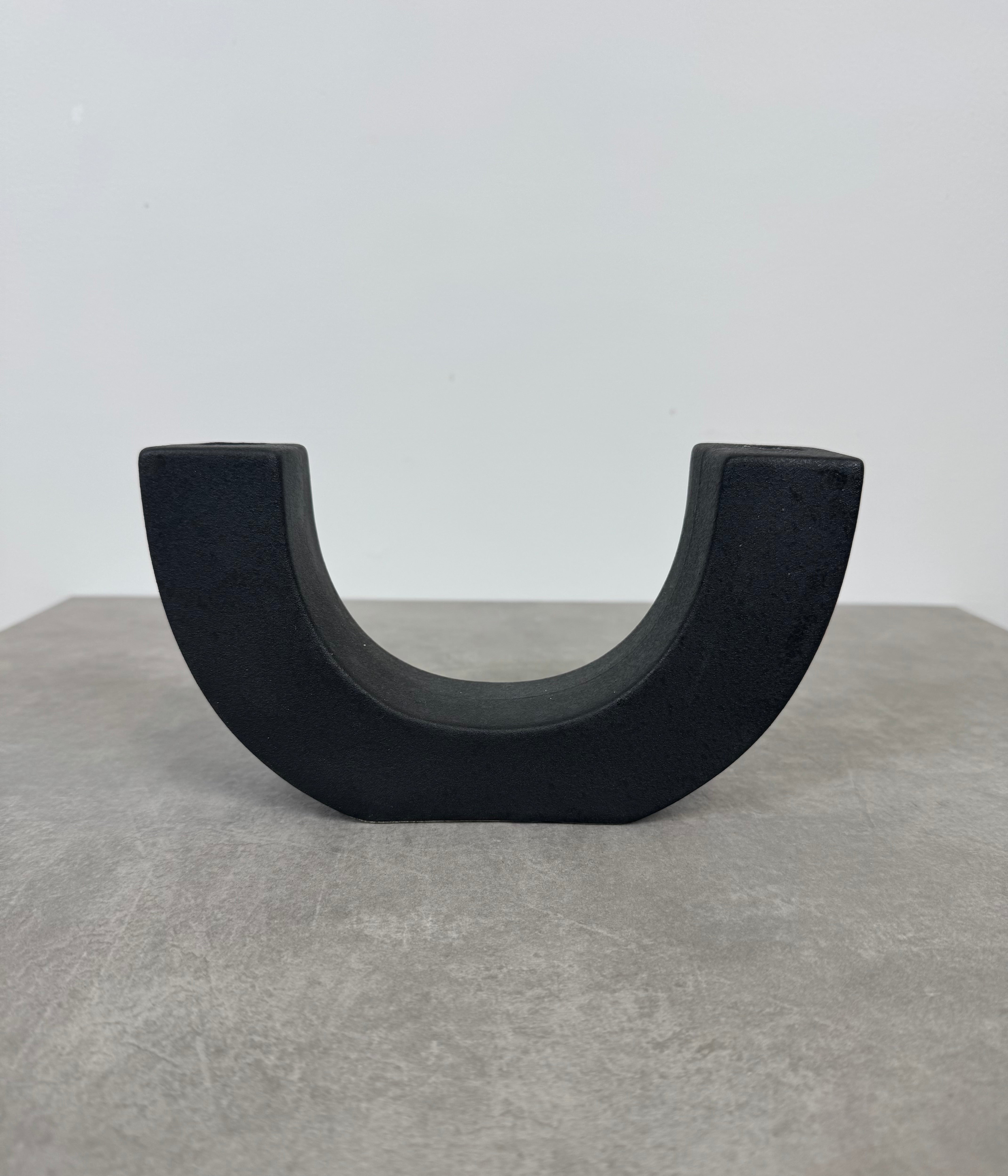 Matte Black Ceramic Candle Holder