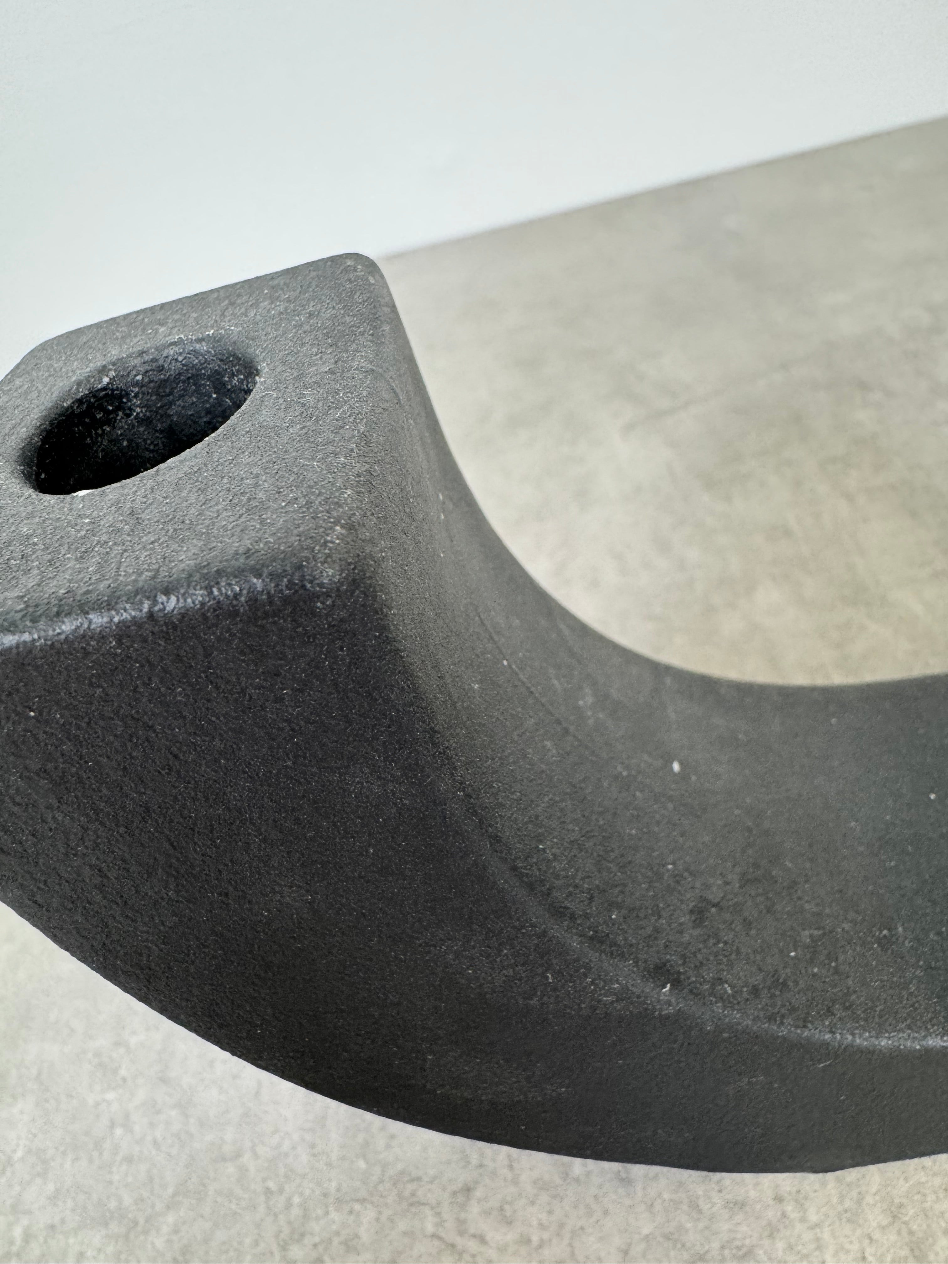 Matte Black Ceramic Candle Holder