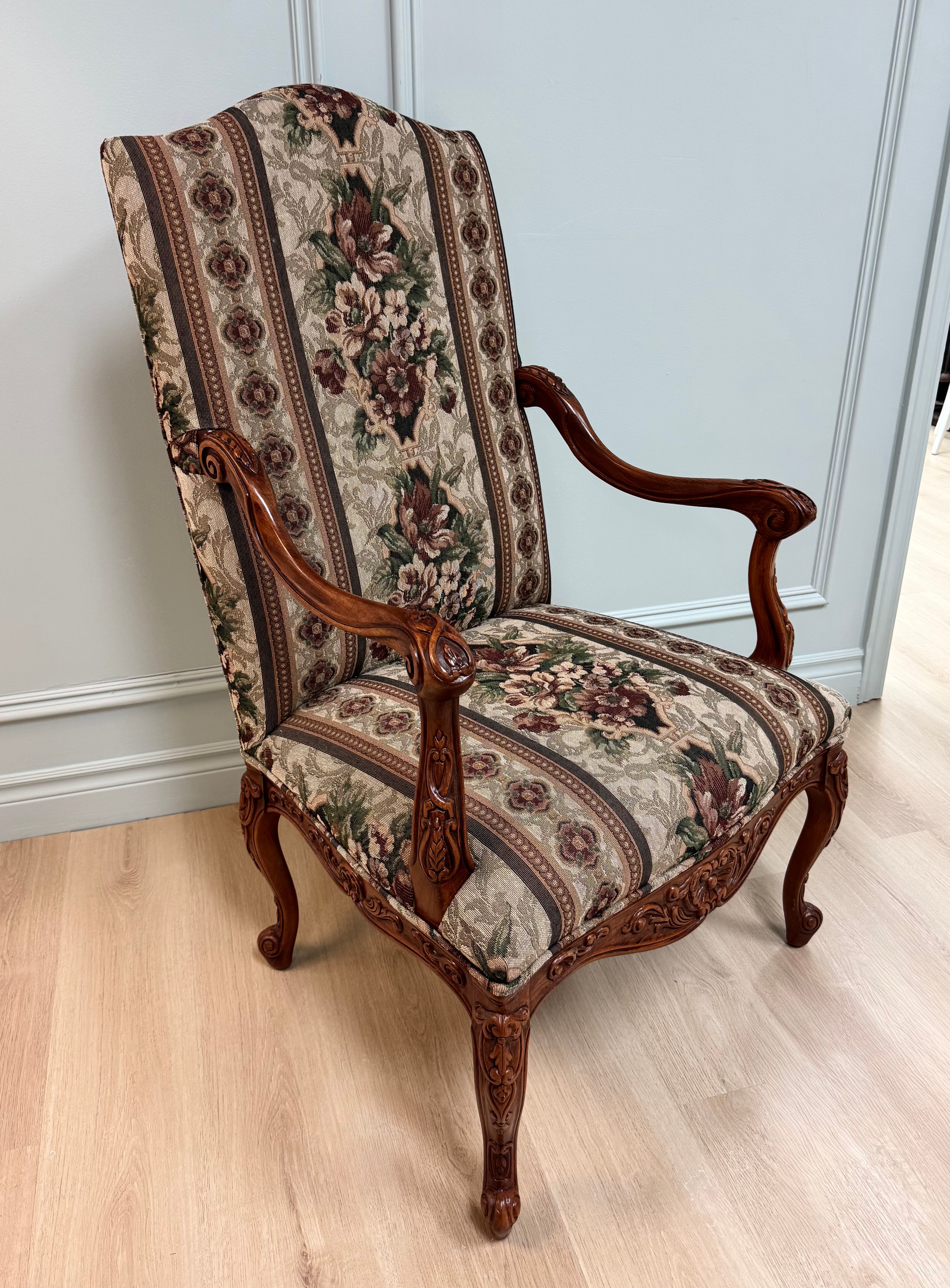 Louis XV-style Floral Tapestry Armchair