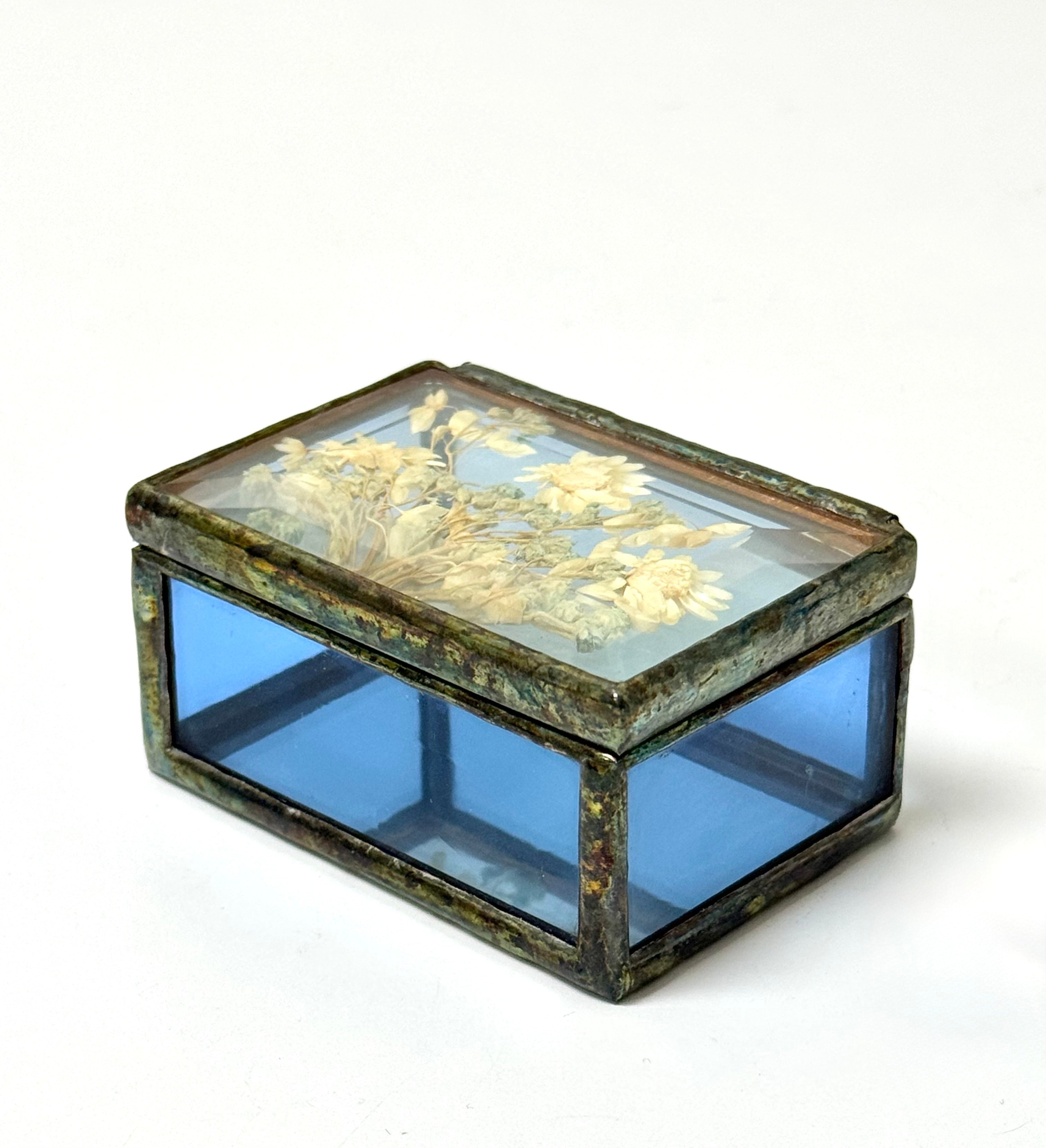 Stained Glass Box with Pressed Flowers